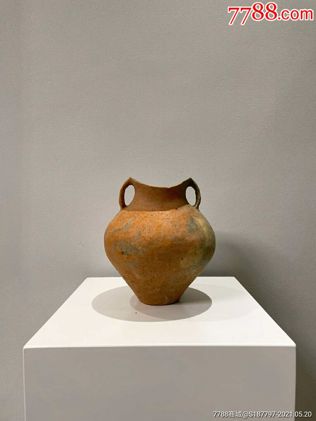 寺洼文化鱼口双耳瓶_红陶_鉴别图片_收藏价格_7788陶器收藏