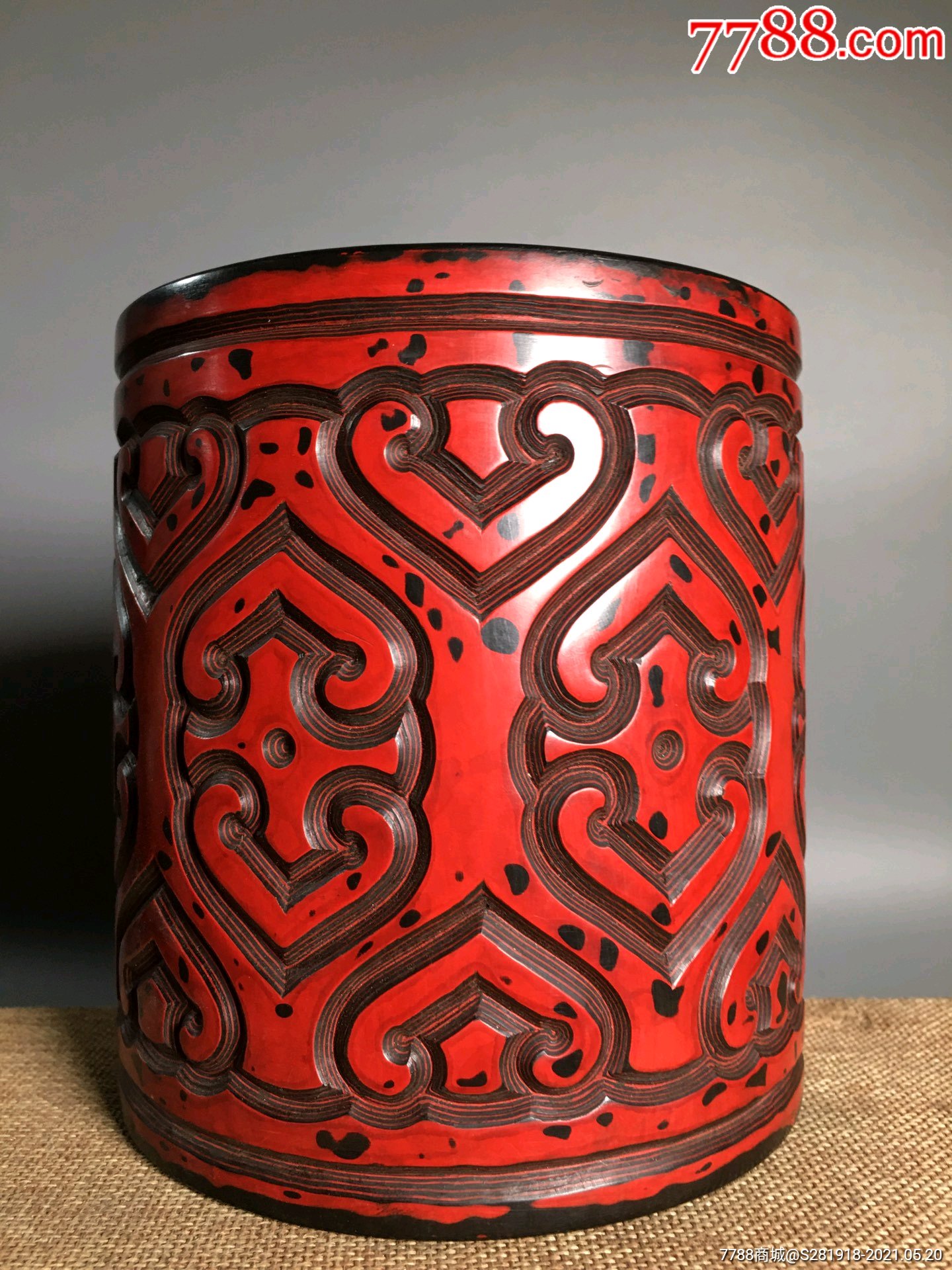 淘来地云雕漆器笔筒摆件