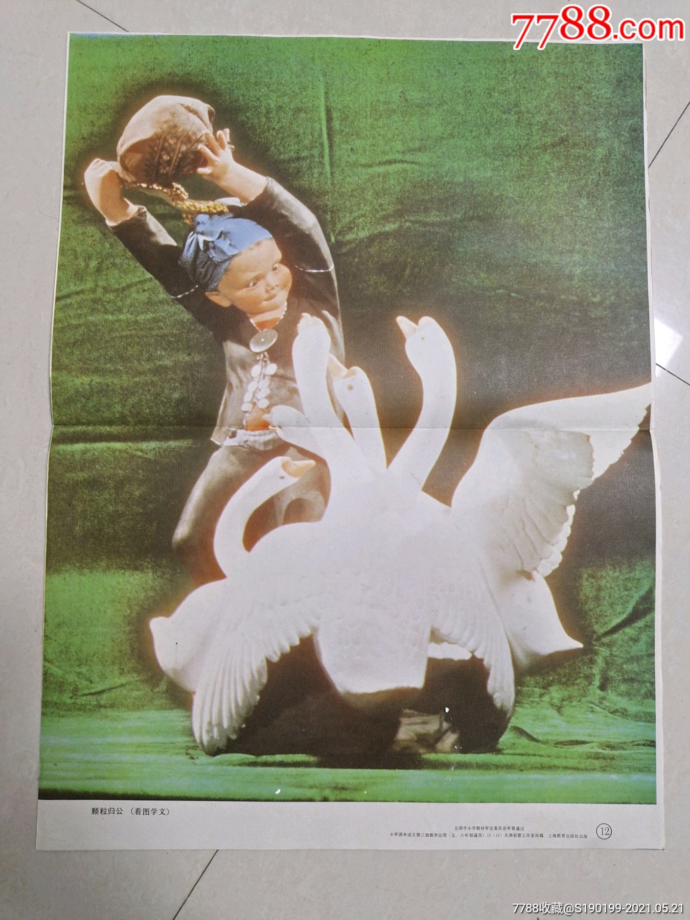 小学课本语文第三册教学挂图颗粒归公