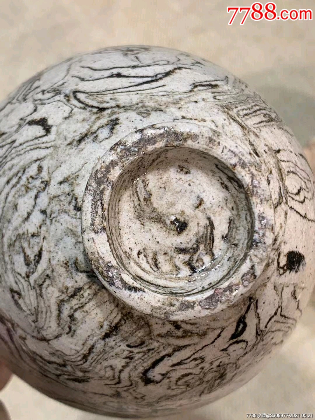 宋代绞胎茶碗一对_花釉/窑变瓷_第5张_7788瓷器