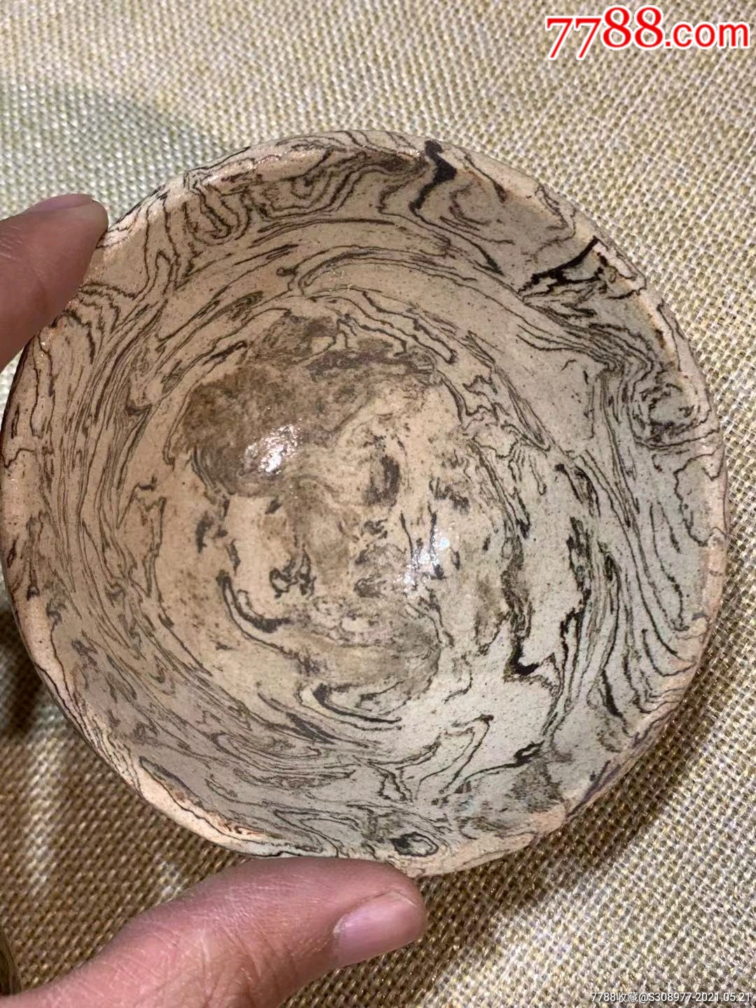 宋代绞胎茶碗一对_花釉/窑变瓷_第7张_7788瓷器