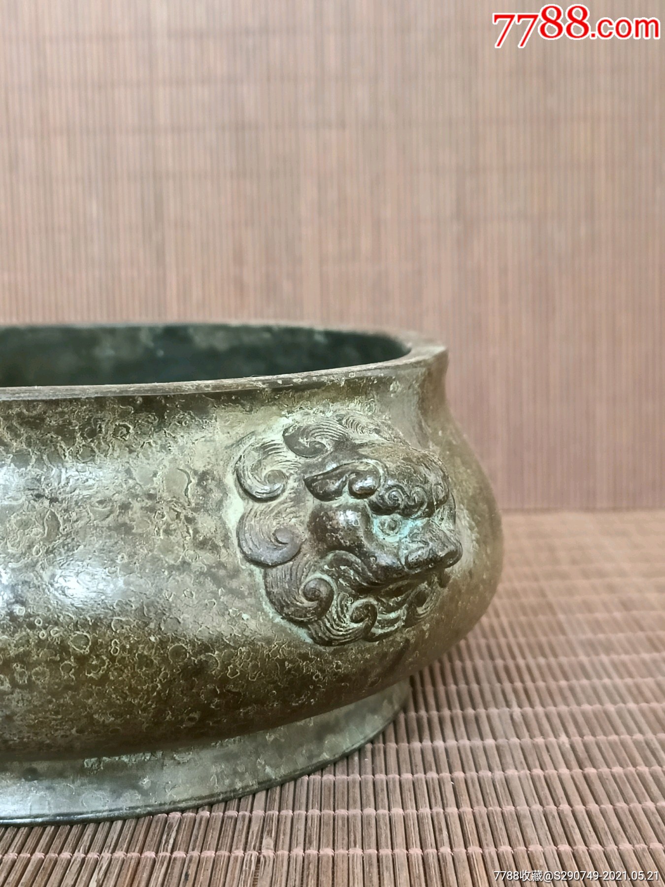 古董古玩收藏铜器铜香炉虎头铜香炉