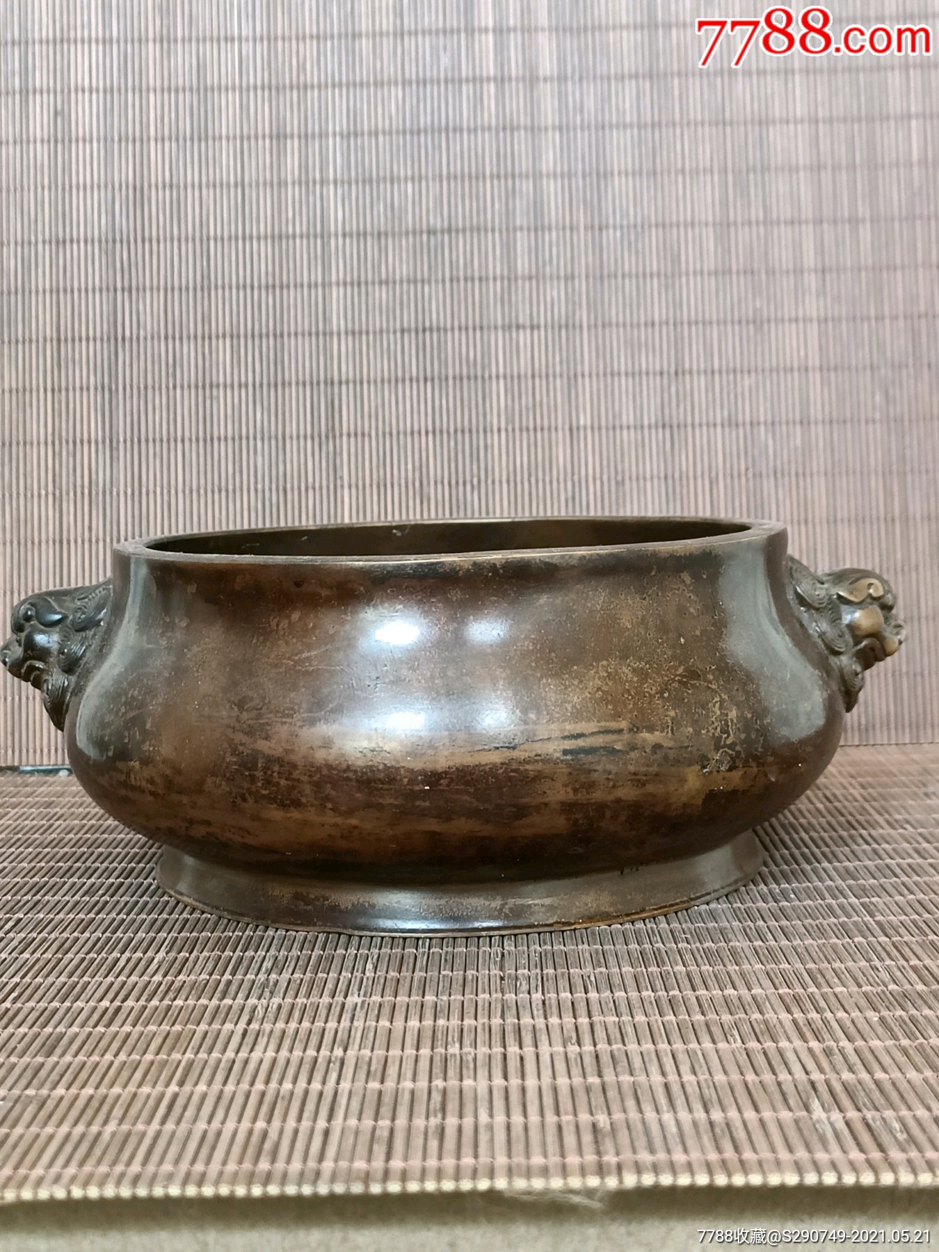 古董古玩收藏铜器铜香炉虎头铜香炉