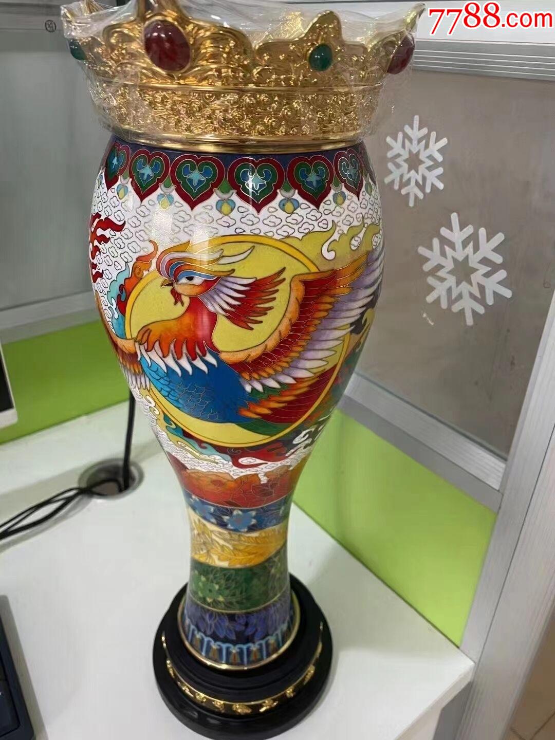 中国荣耀尊景泰蓝收藏品全新器型钟连盛铜胎掐丝珐琅传统工艺