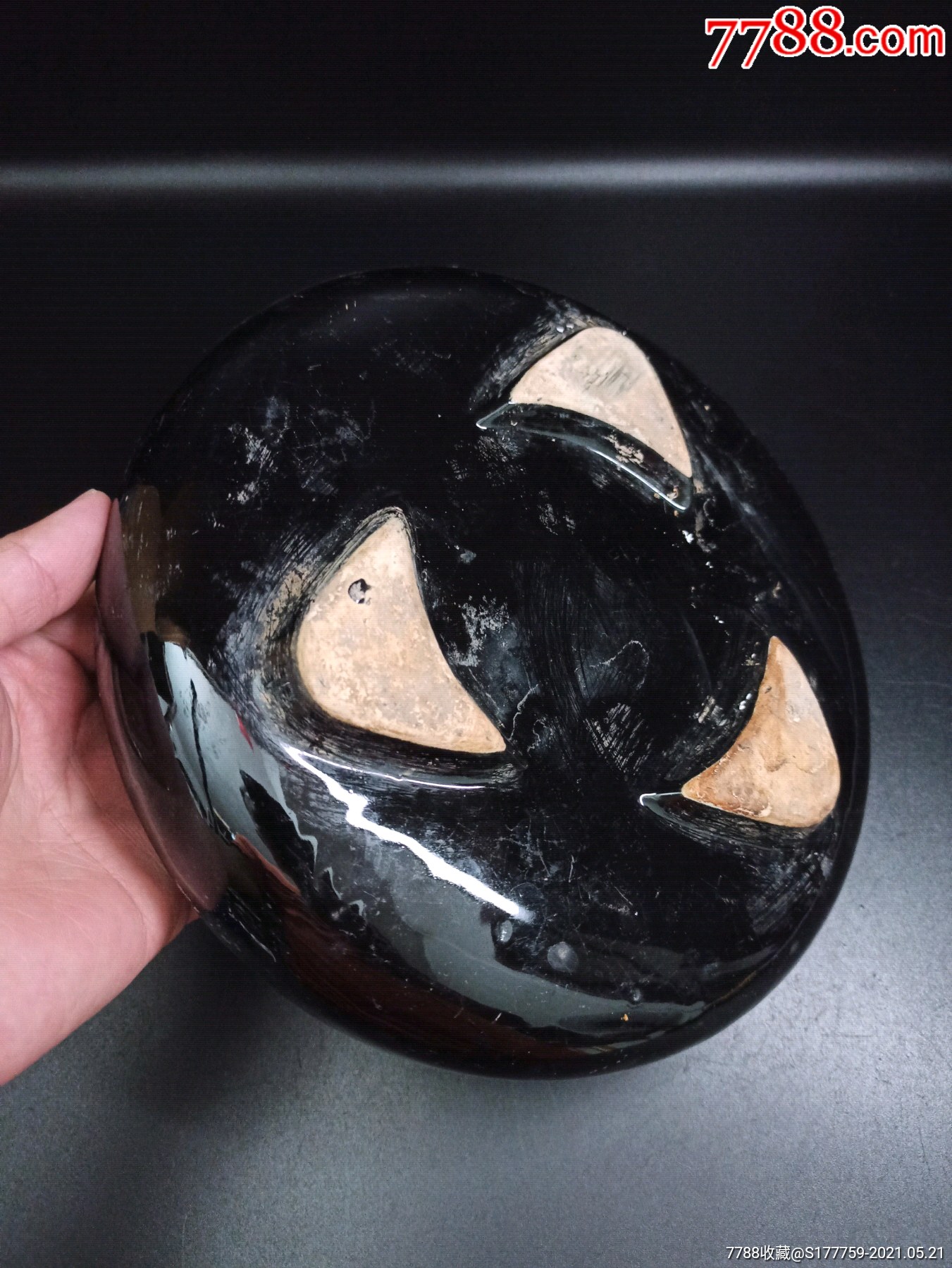 七八十年代乌金釉三足花盆水仙盆大尺寸器型独特古朴