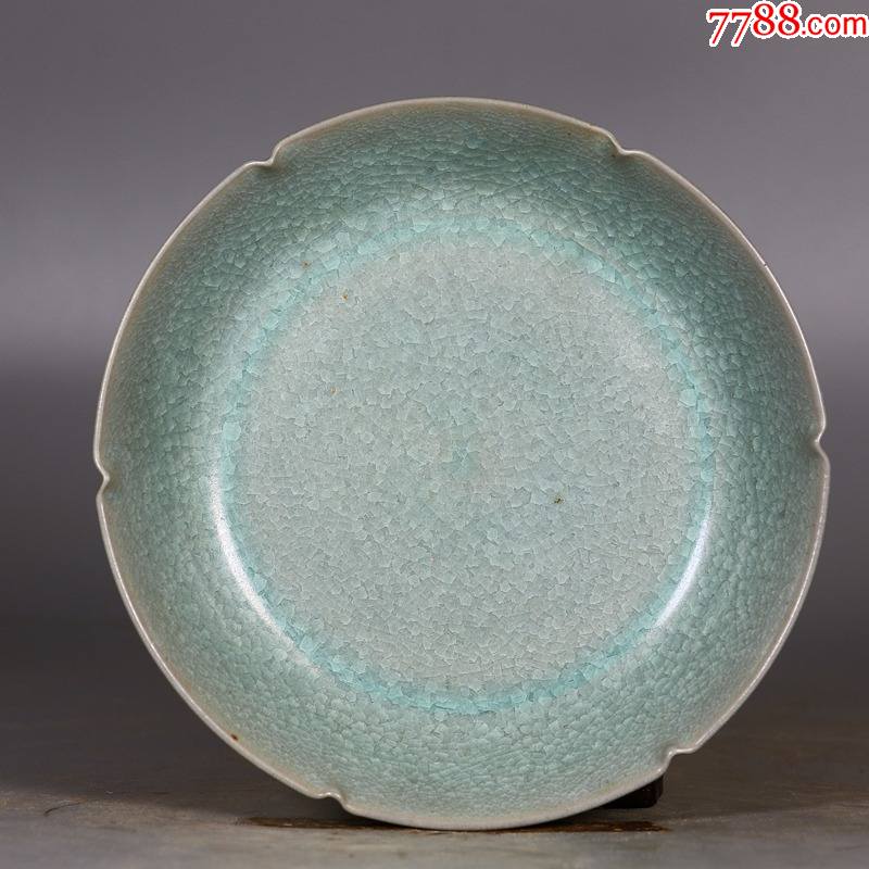 汝窑天青釉葵口洗34146厘米工艺品