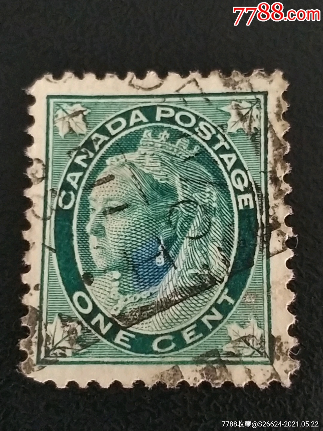 18*7年加拿大维多利亚女王雕刻版普通邮票1枚销-美洲邮票-7788商城