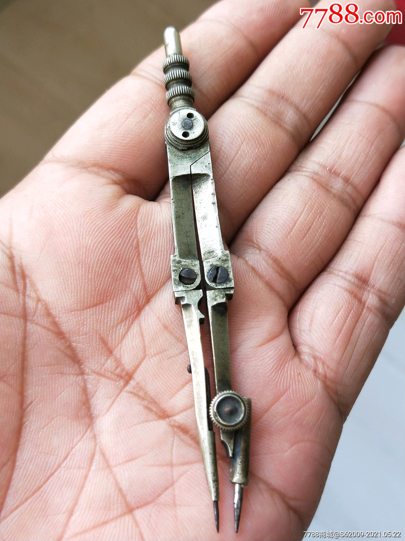 清末文房用品白铜圆规一支_其他学生文具_种类图片_收藏价格_7788茶具