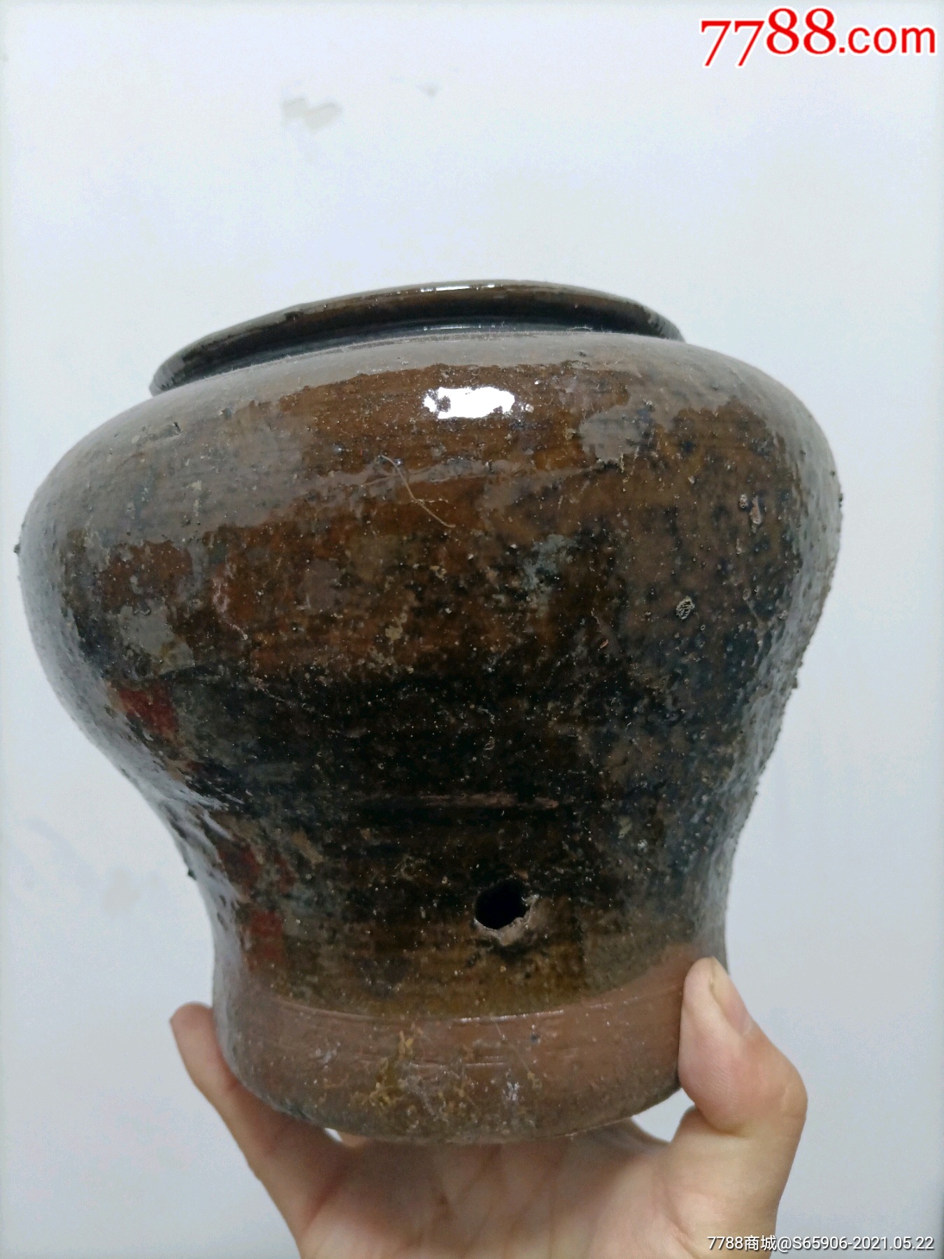 民国窑变缸料民俗小盐罐