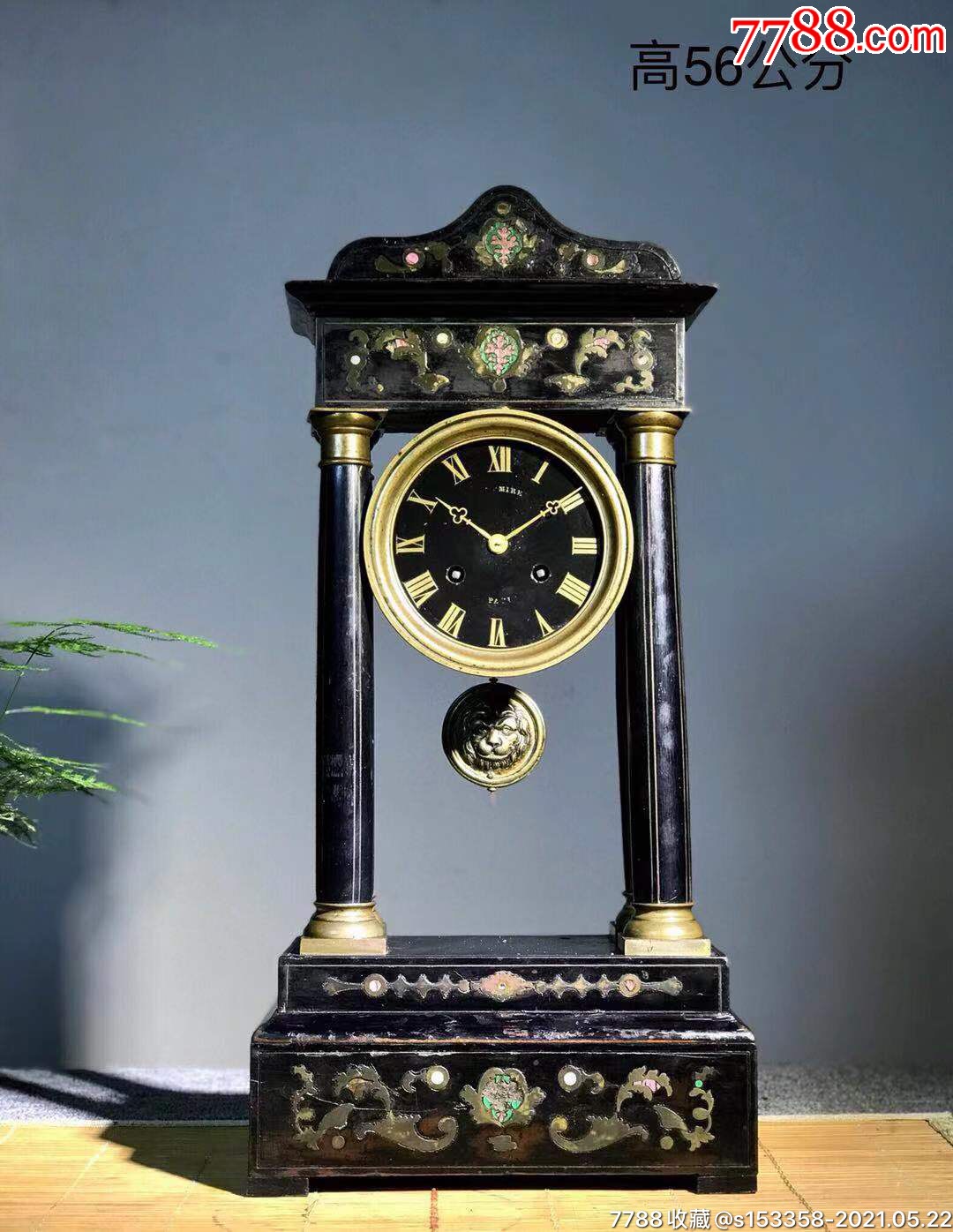 18世纪,【法国凯旋门】老钟,材质为柚木镶嵌青铜,_座钟/落地钟_收藏价