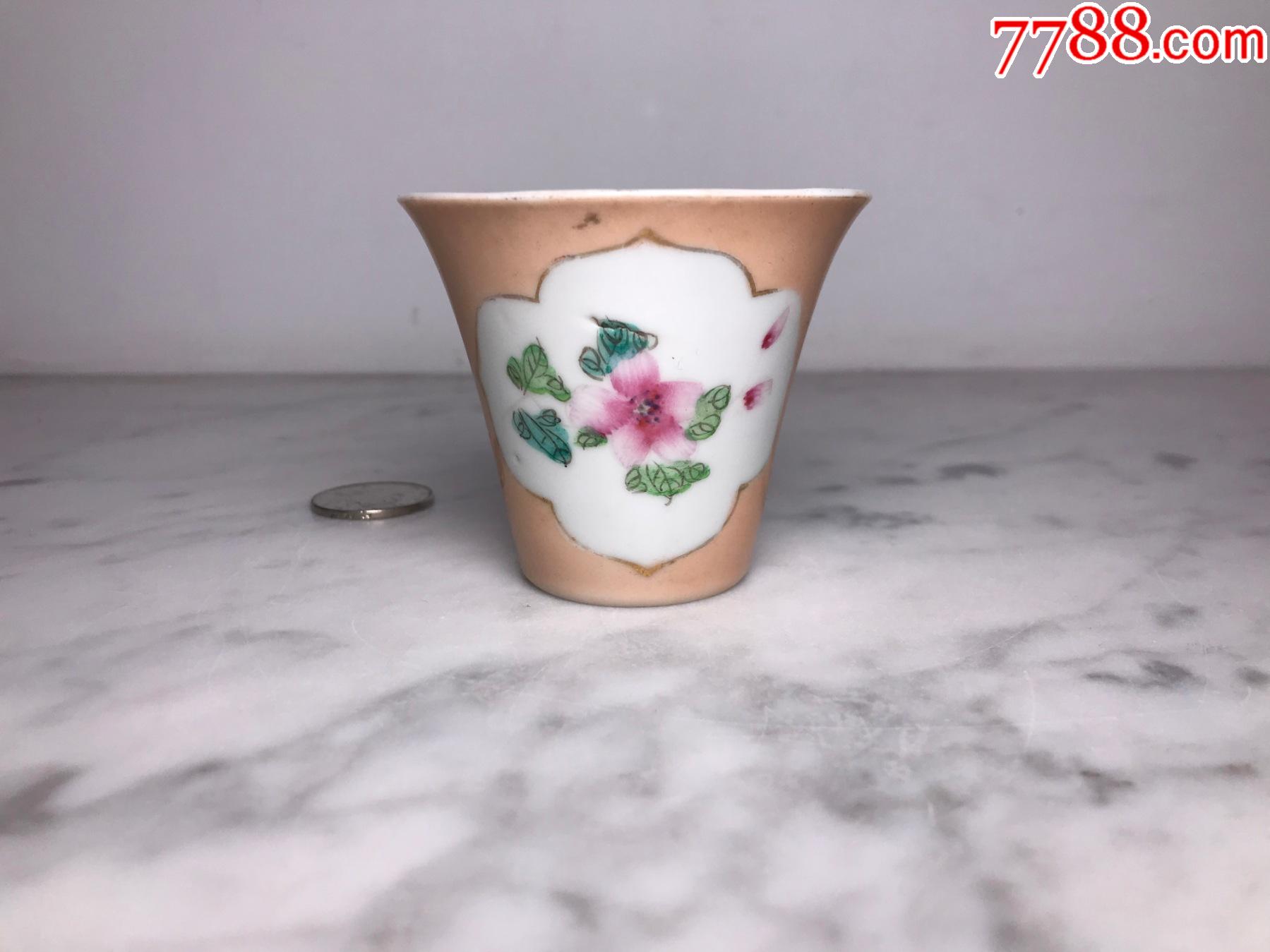 民国双面开窗粉彩花卉喇叭杯马蹄杯_价格150元_第1张_7788收藏__收藏