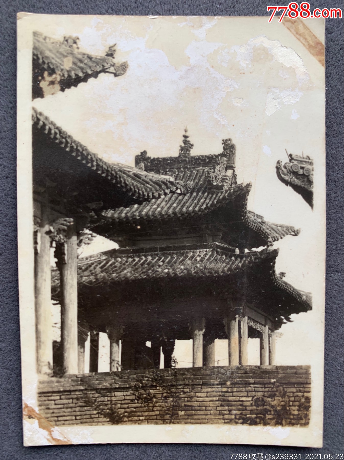 开封旧影抗战时期开封古建一景银盐老照片一枚