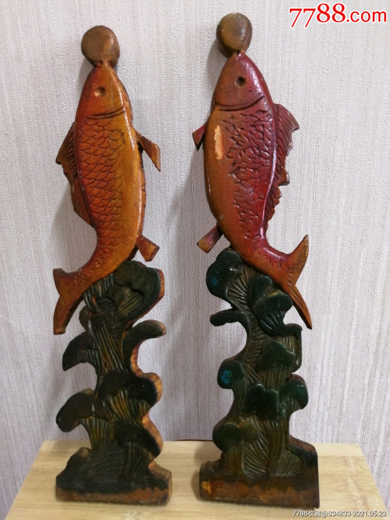木雕鲤鱼木雕两个