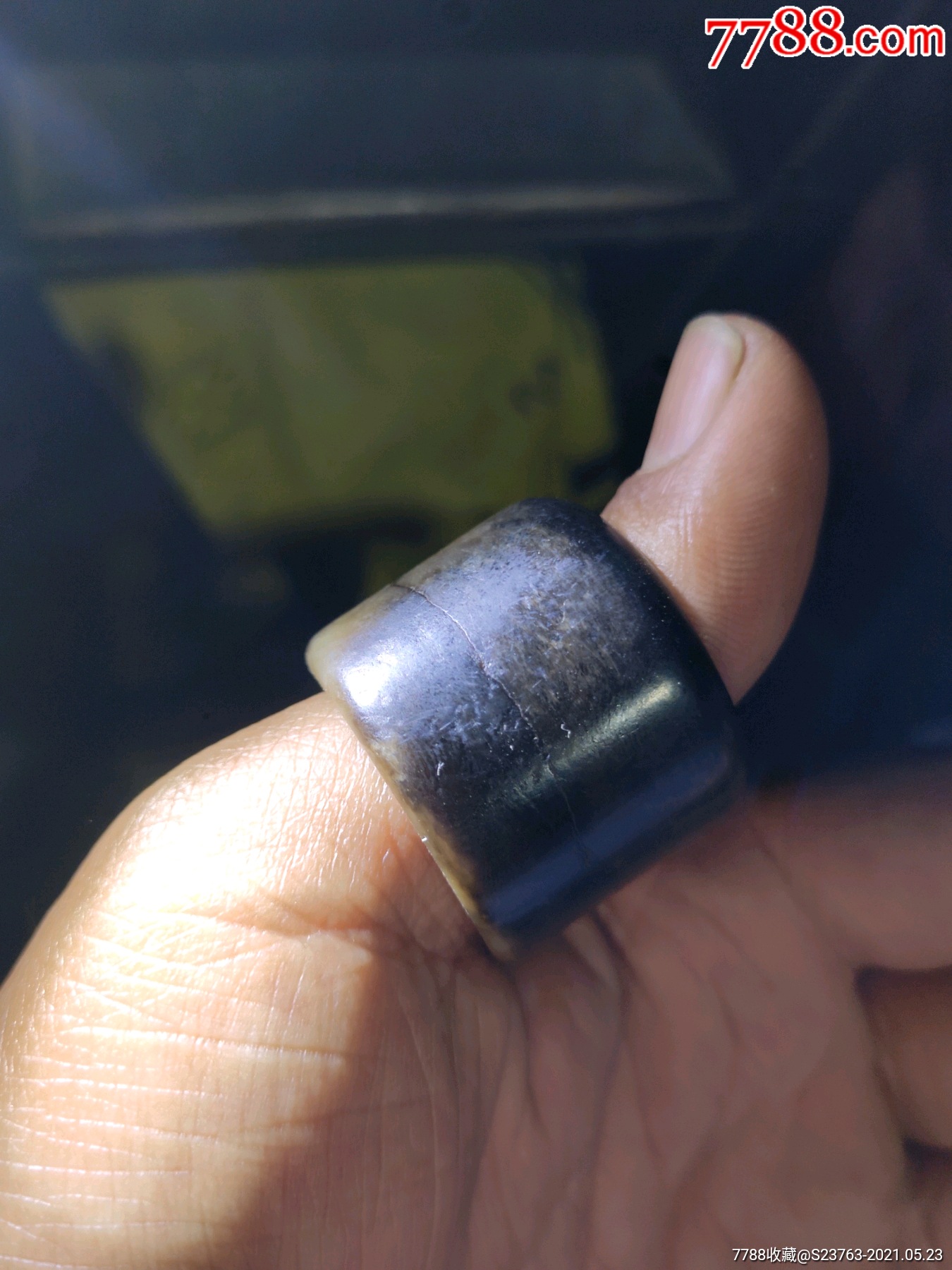 明清老提油墨玉板指