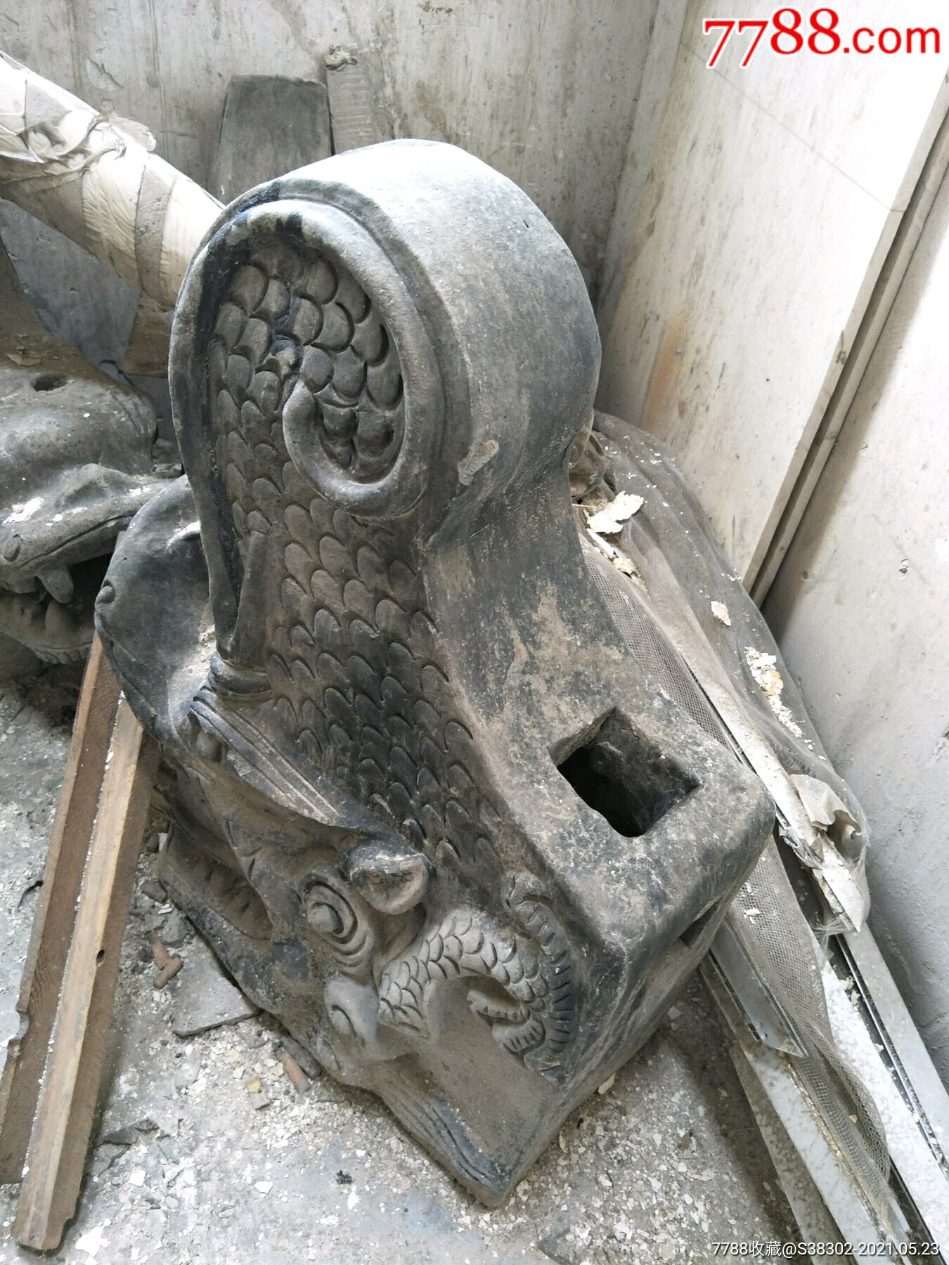 清代鸱吻房脊兽龙吞口临清运河古玩店万枚瓷片标本馆