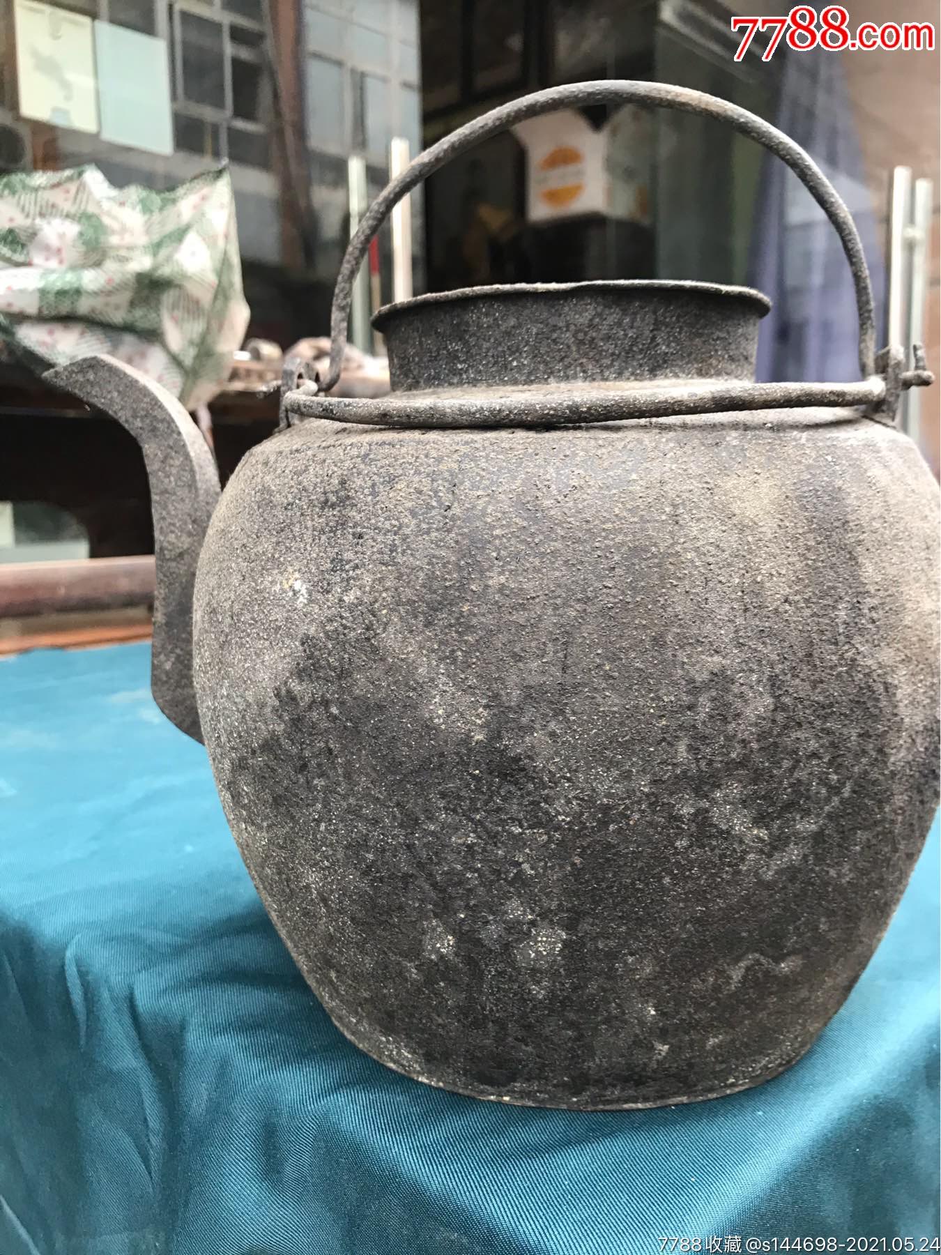 清代铜制双系方嘴提梁茶壶品相完好不漏水没有破损修补包浆特别好