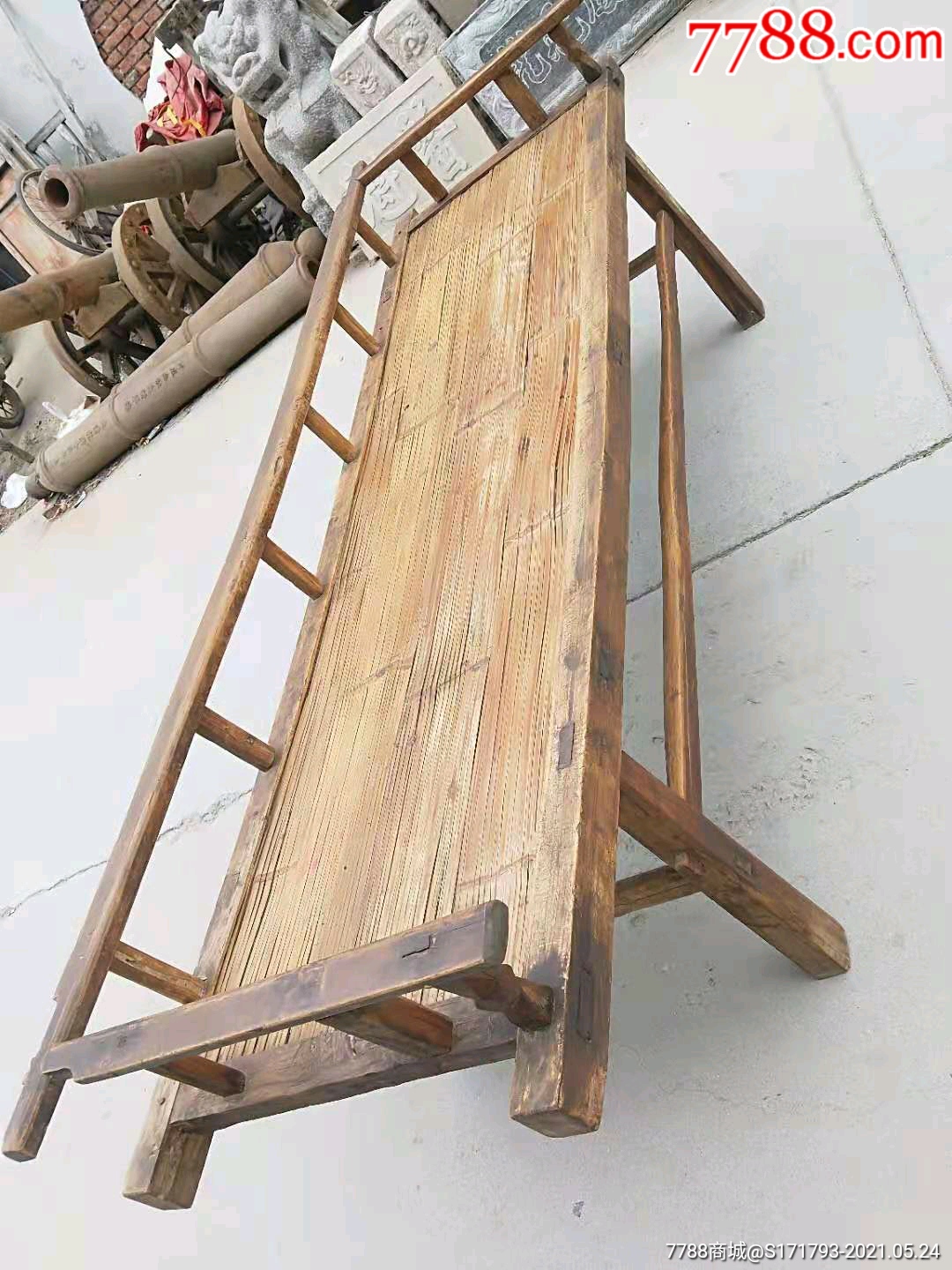 清代榆木紫竹凉床凉榻