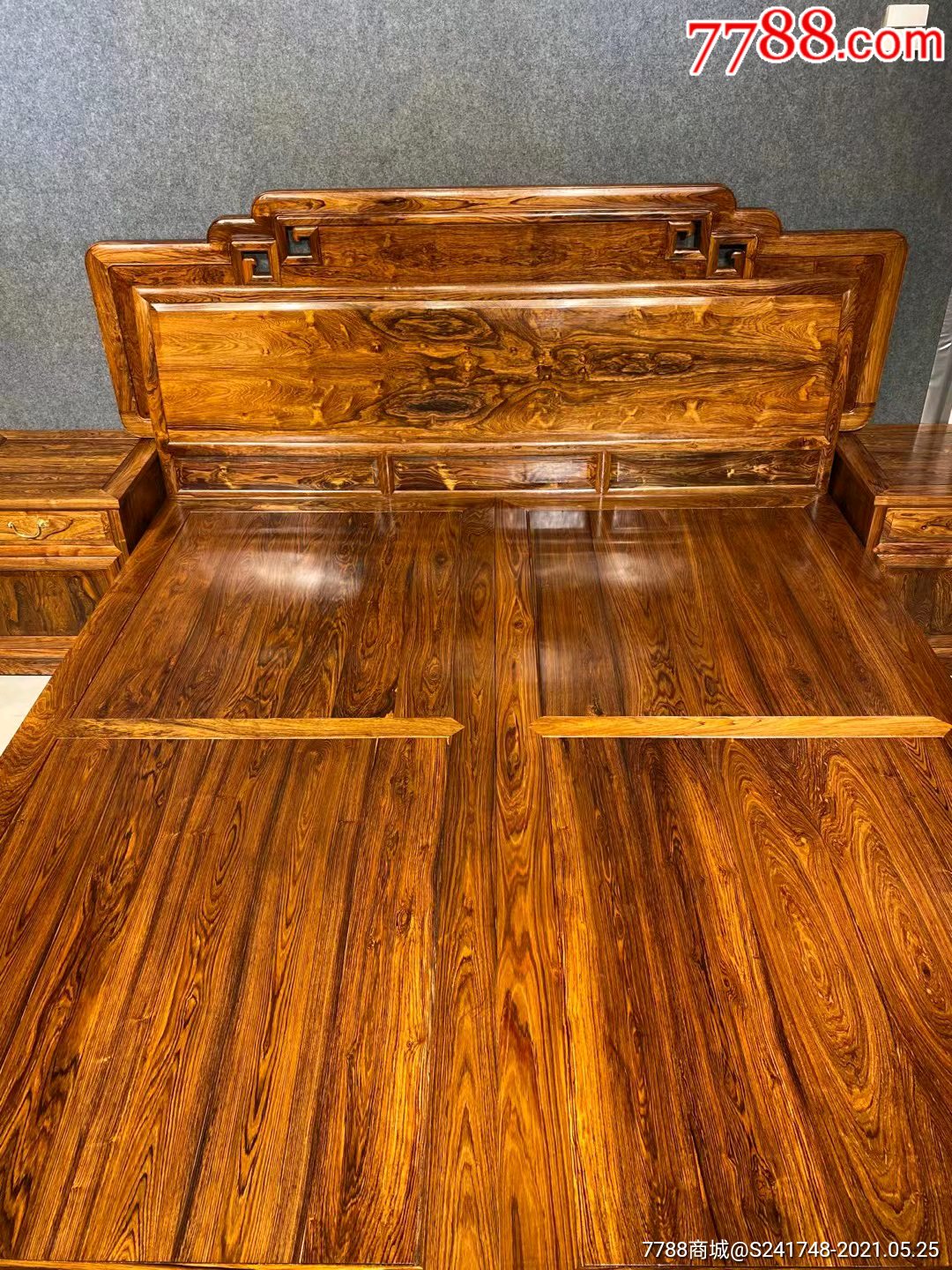 老料新作海南黄花梨现代床_木床/木榻_第2张_7788瓷器