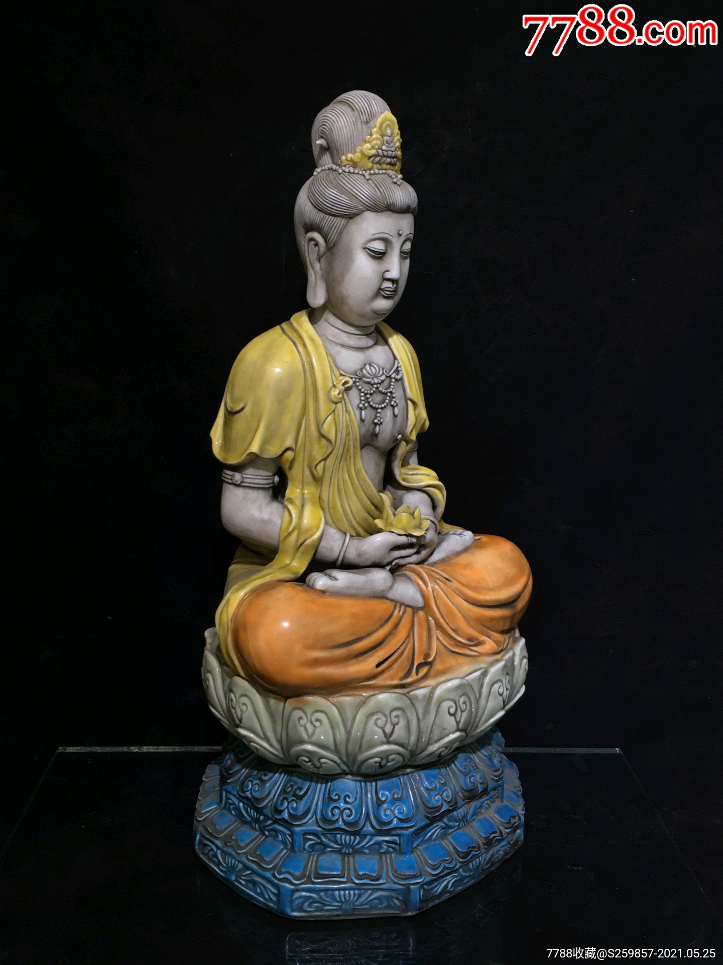 德化瓷彩釉观音菩萨佛像一尊!_彩绘瓷/彩瓷_第3张_7788瓷器
