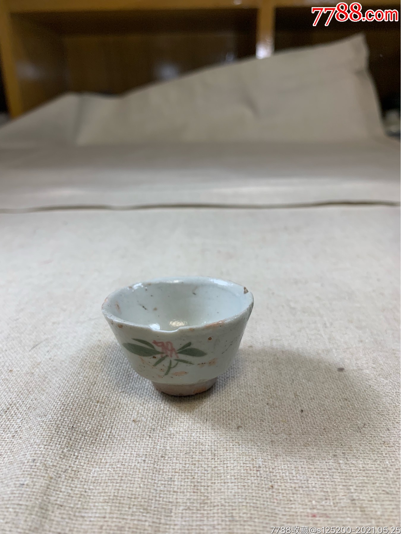 古董古玩收藏杂项清代花卉酒盅瓷器茶杯杯子_彩绘瓷/彩瓷_姑苏古玩店