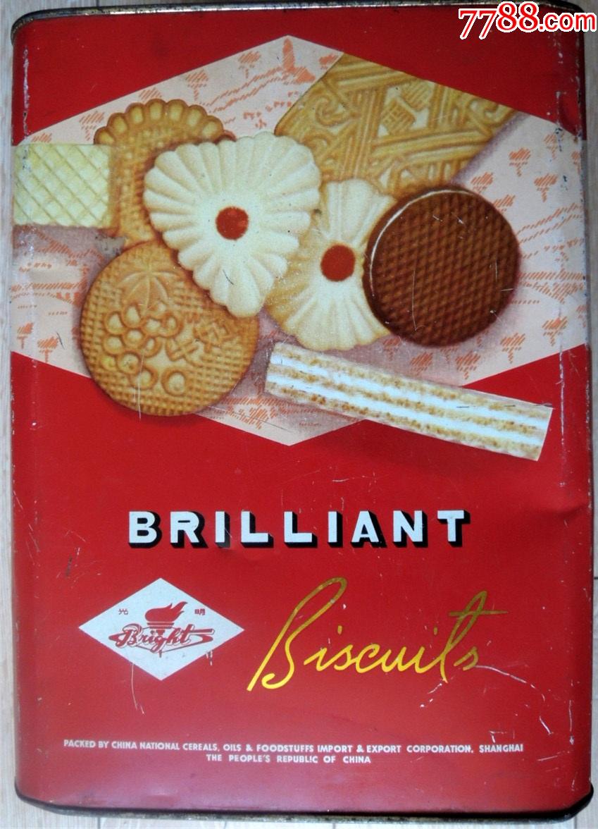老国货收藏2105-80年代彩印天安门铁皮辉煌饼干筒-上海光明老名牌