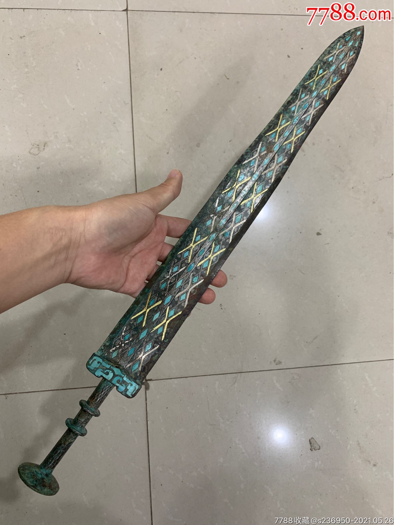 错金银青铜器剑镶嵌松石