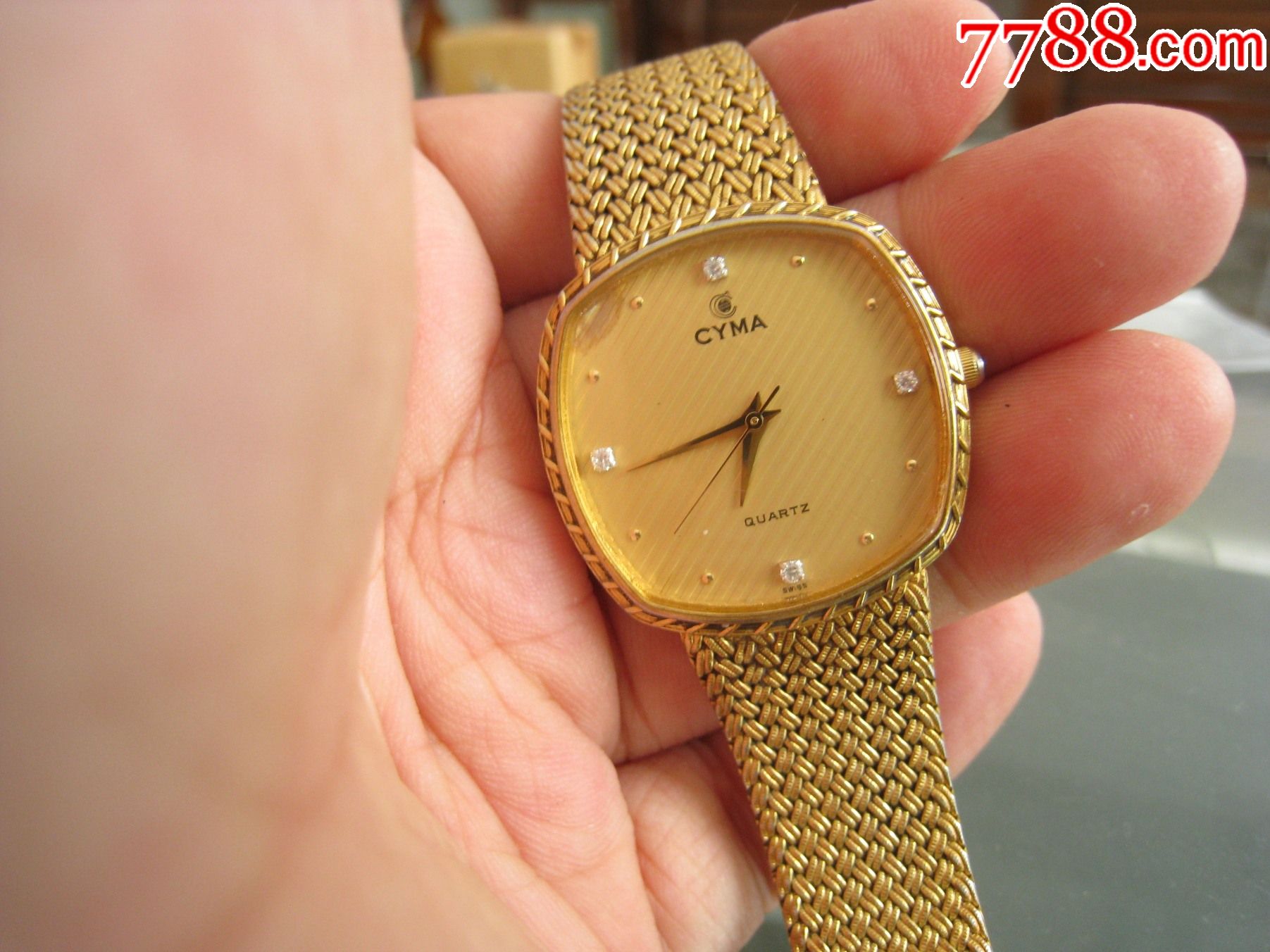 瑞士古董表包金西马v8中古表(石英)男全原-手表/腕表-7788手表收藏