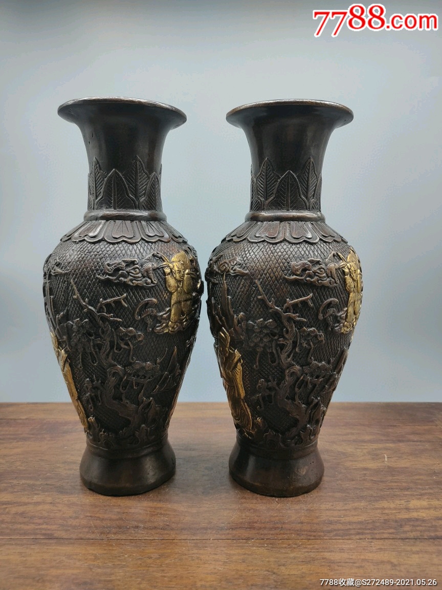 铜花瓶一对,不议价