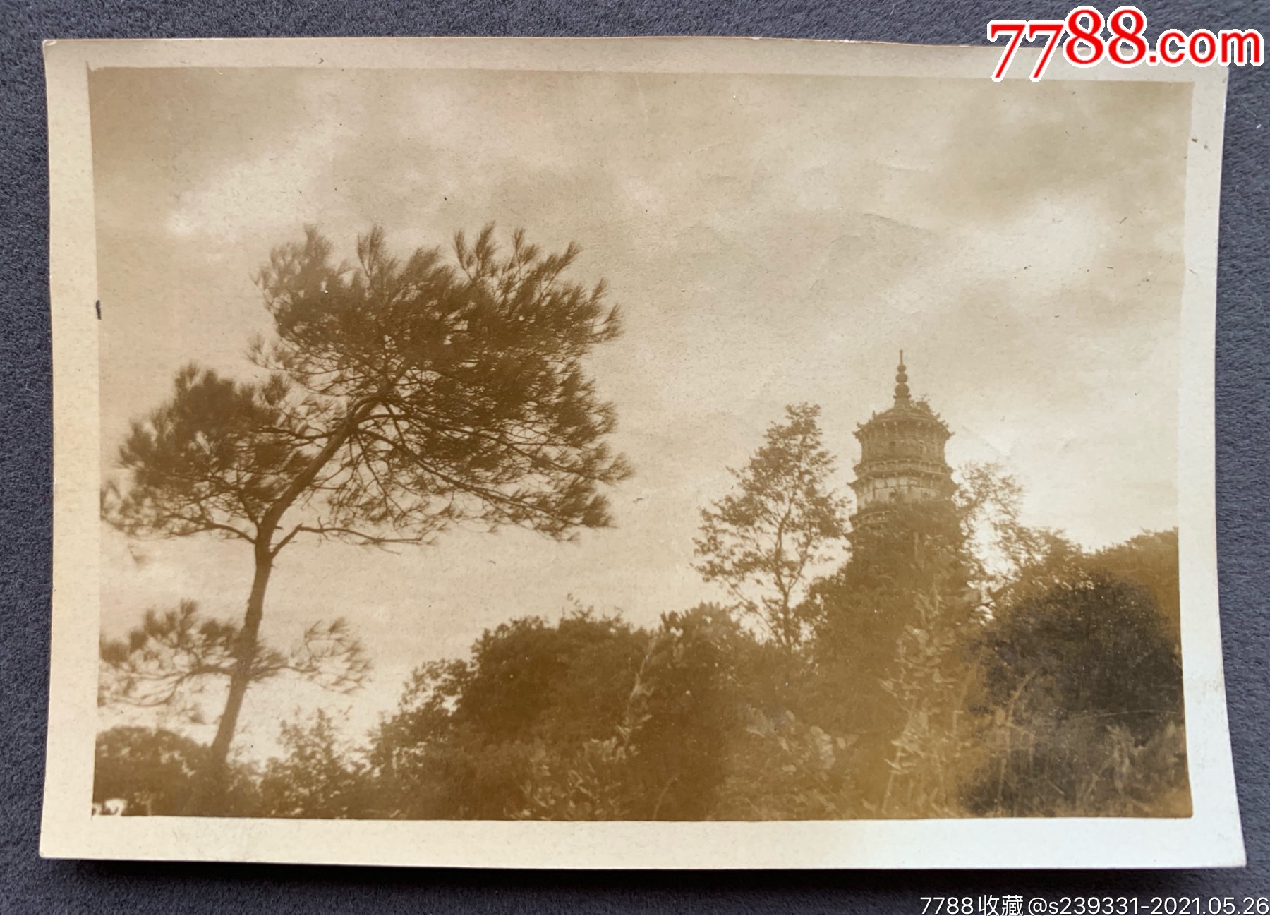 武汉旧影民国时期武昌洪山宝塔风景原版老照片一枚