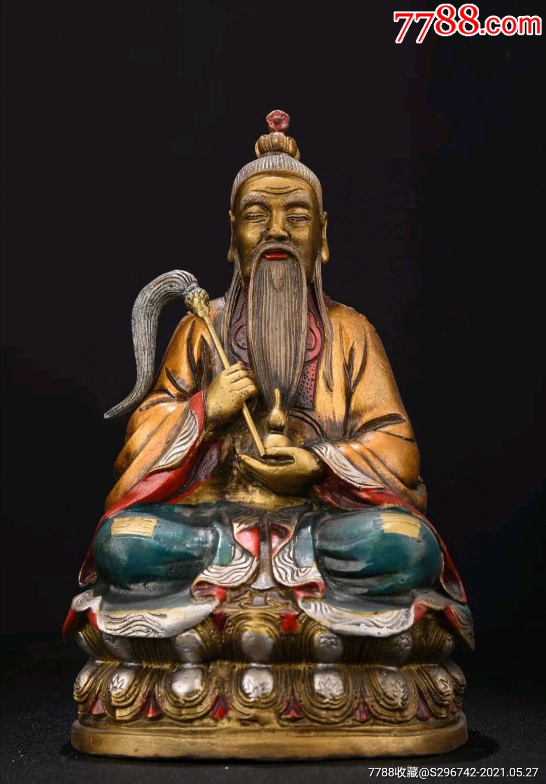 【古韵雅堂】纯铜彩绘太上老君造像
