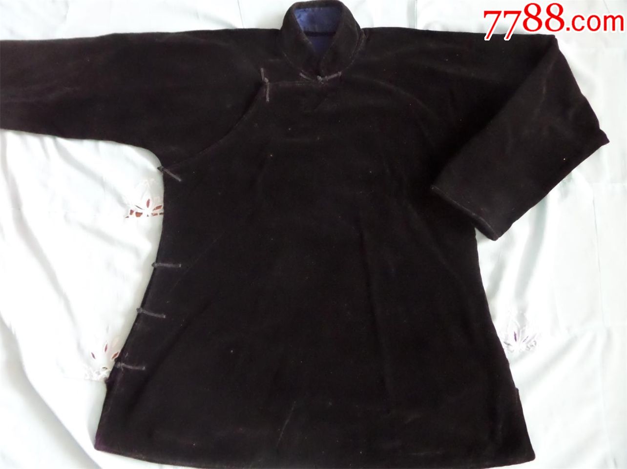 老服装收藏六七十年代平绒大襟偏襟女上衣496