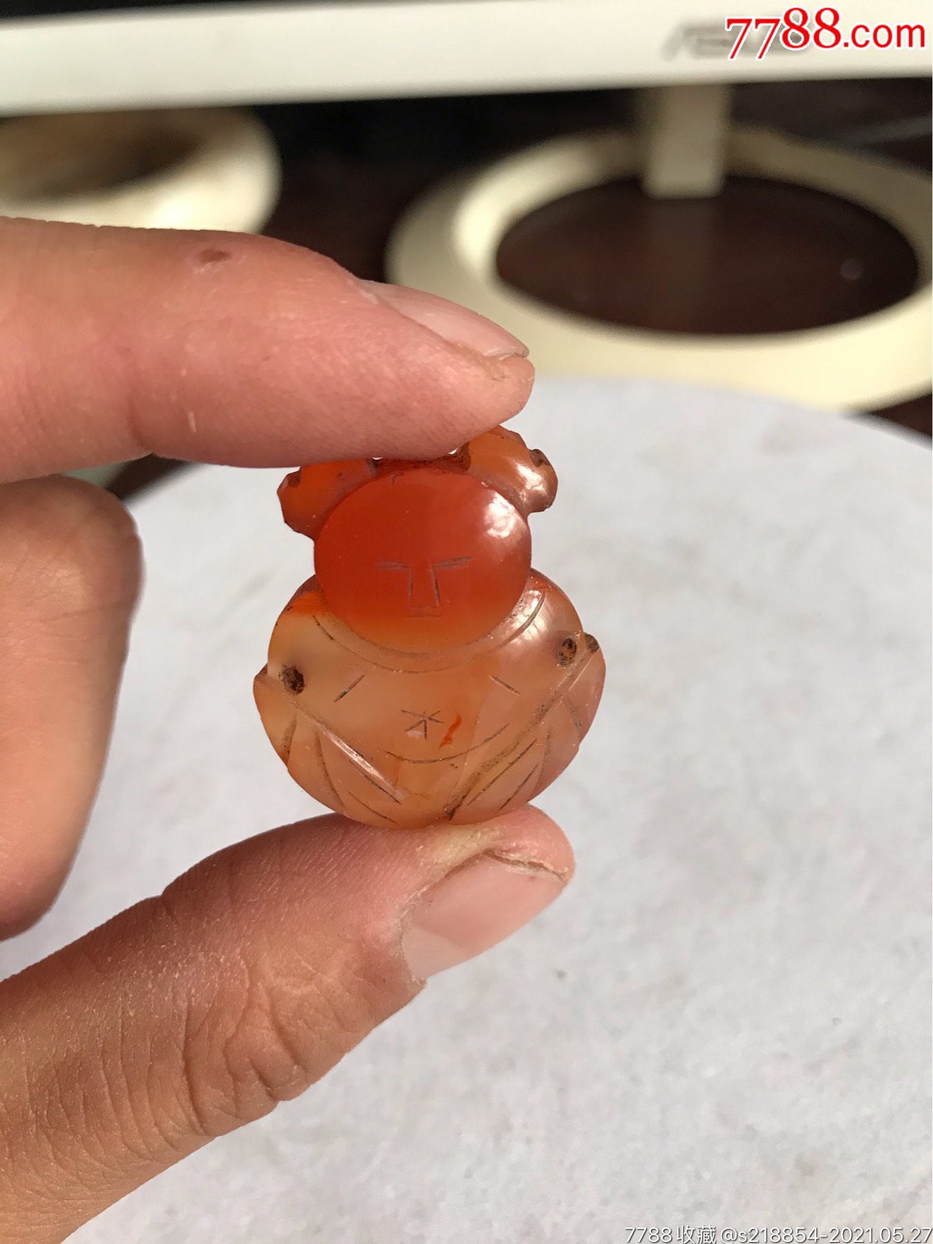 清代玛瑙帽花