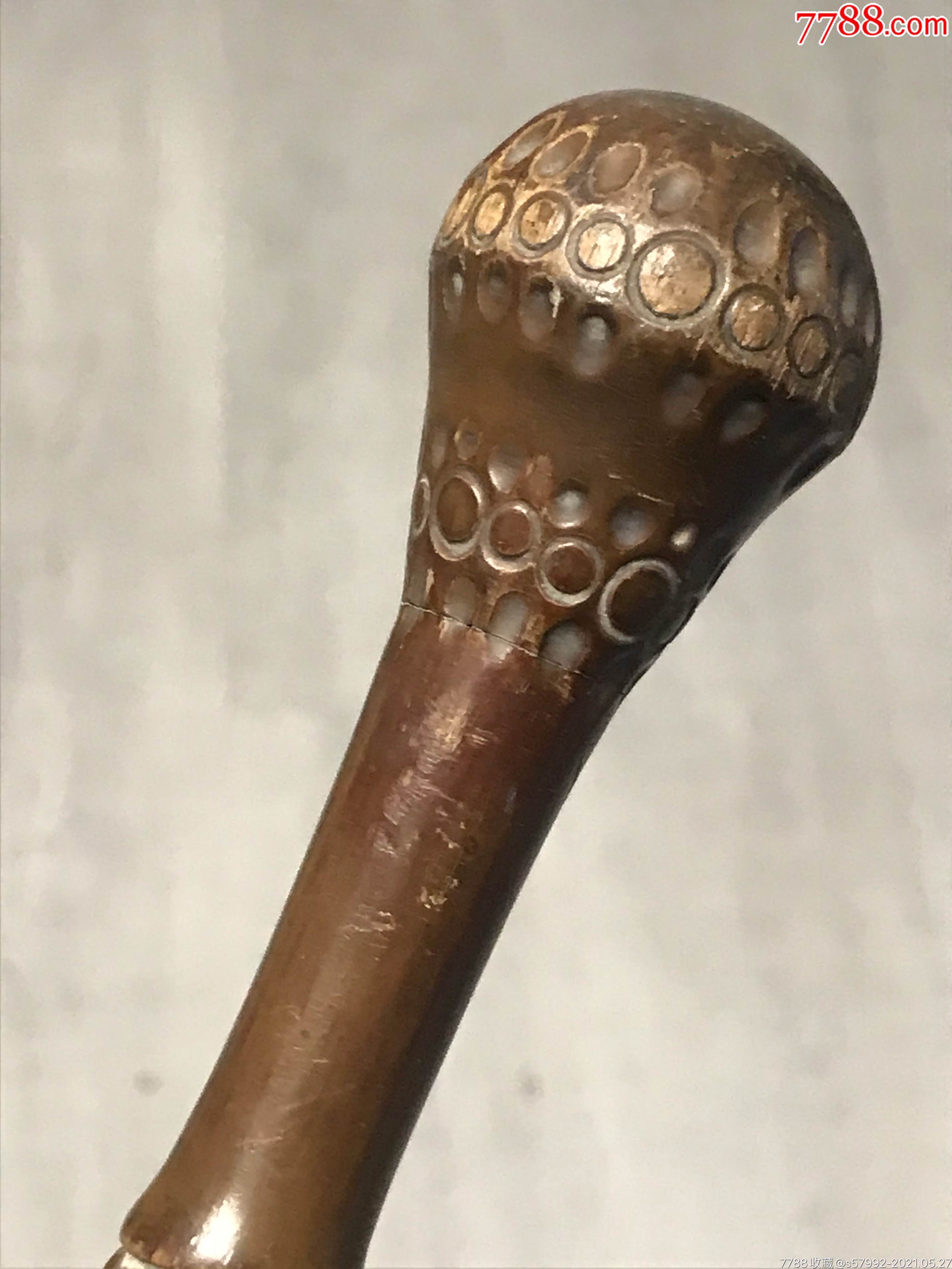 清代竹节工黄花梨手杖-木制拐杖-7788木艺
