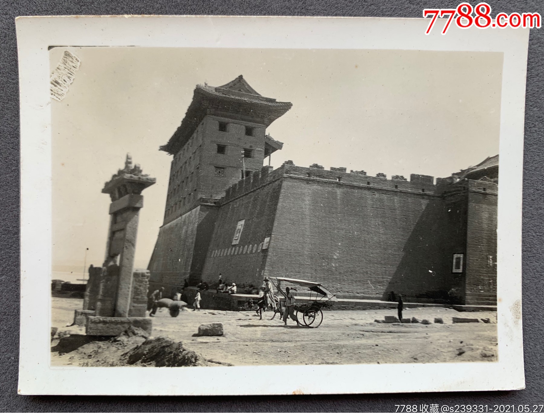 潼关古城旧影民国时期陕西渭南潼关古城西门城楼前景象原版老照片一枚
