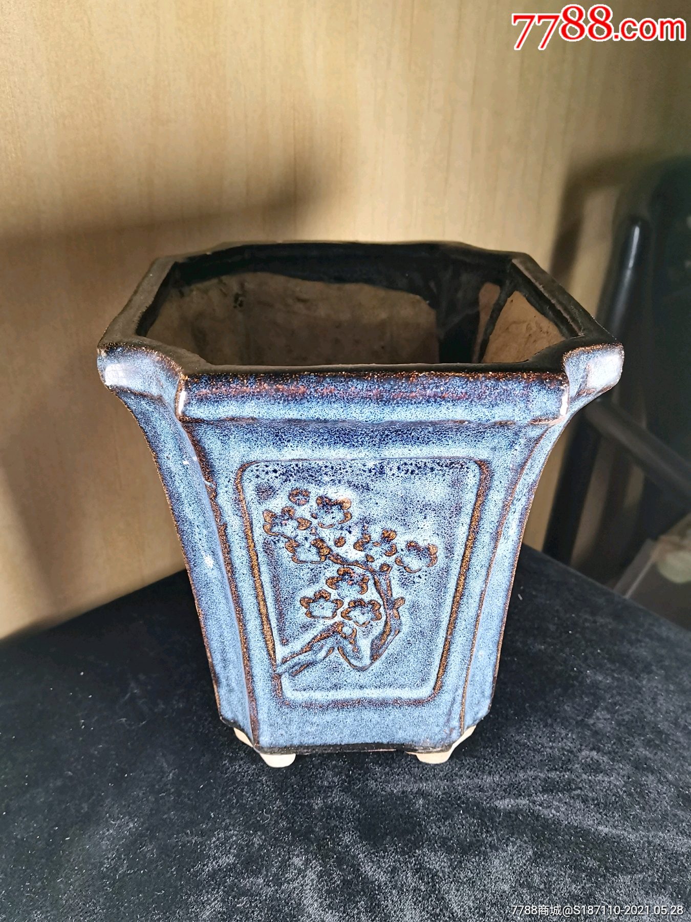 石湾窑窑变釉梅兰竹菊花盆