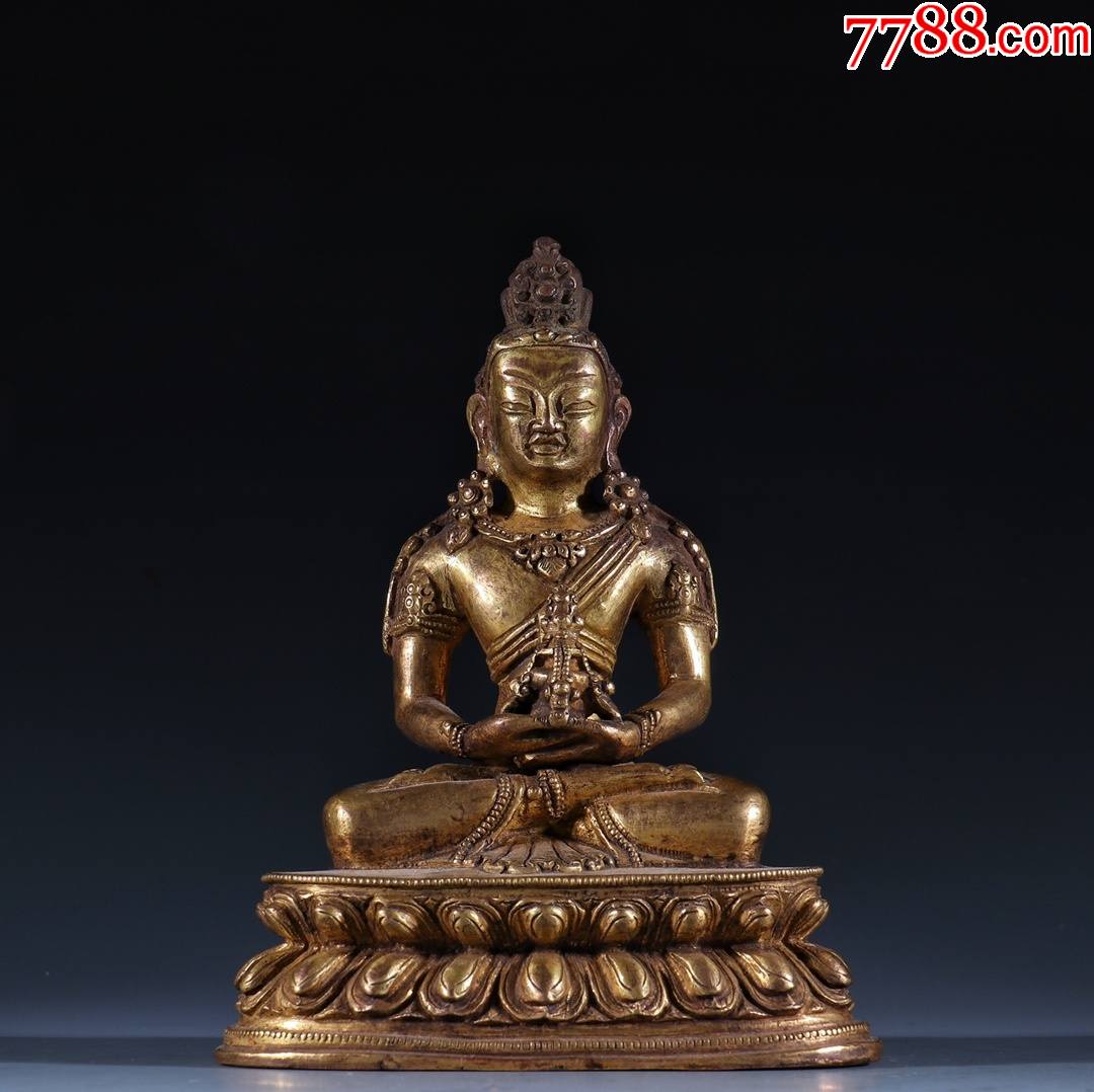 铜鎏金无量寿佛造像