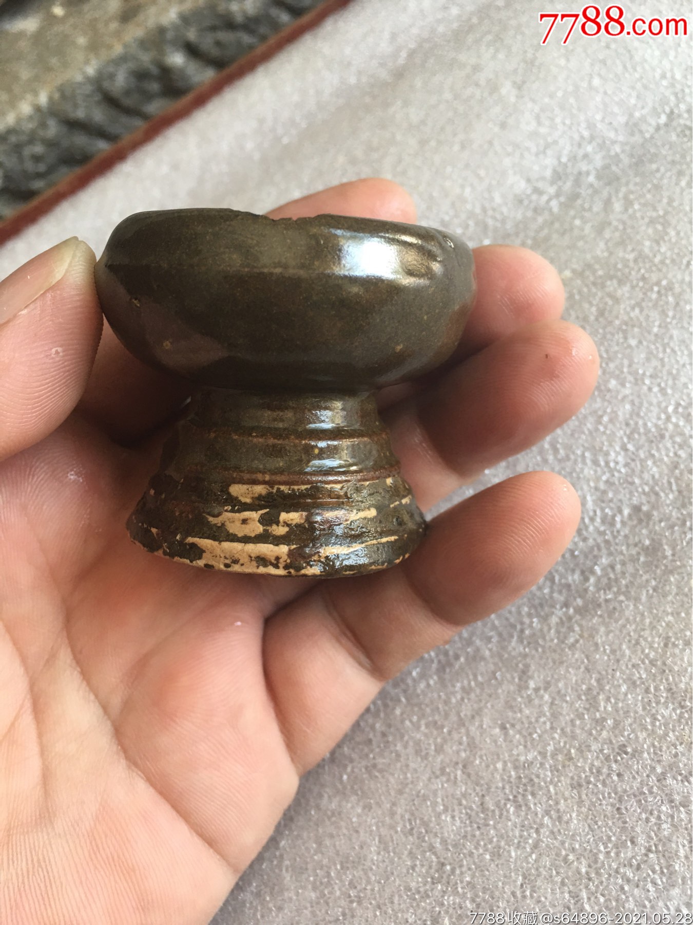 清代茶叶末釉美工老灯盏_价格300元【晨飞古玩】_第1张_7788收藏