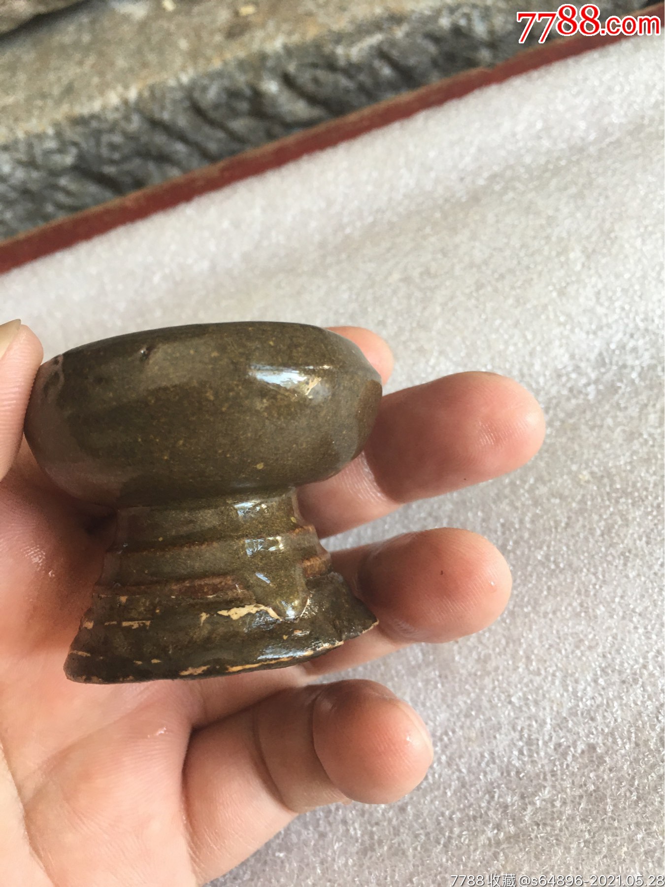 清代茶叶末釉美工老灯盏