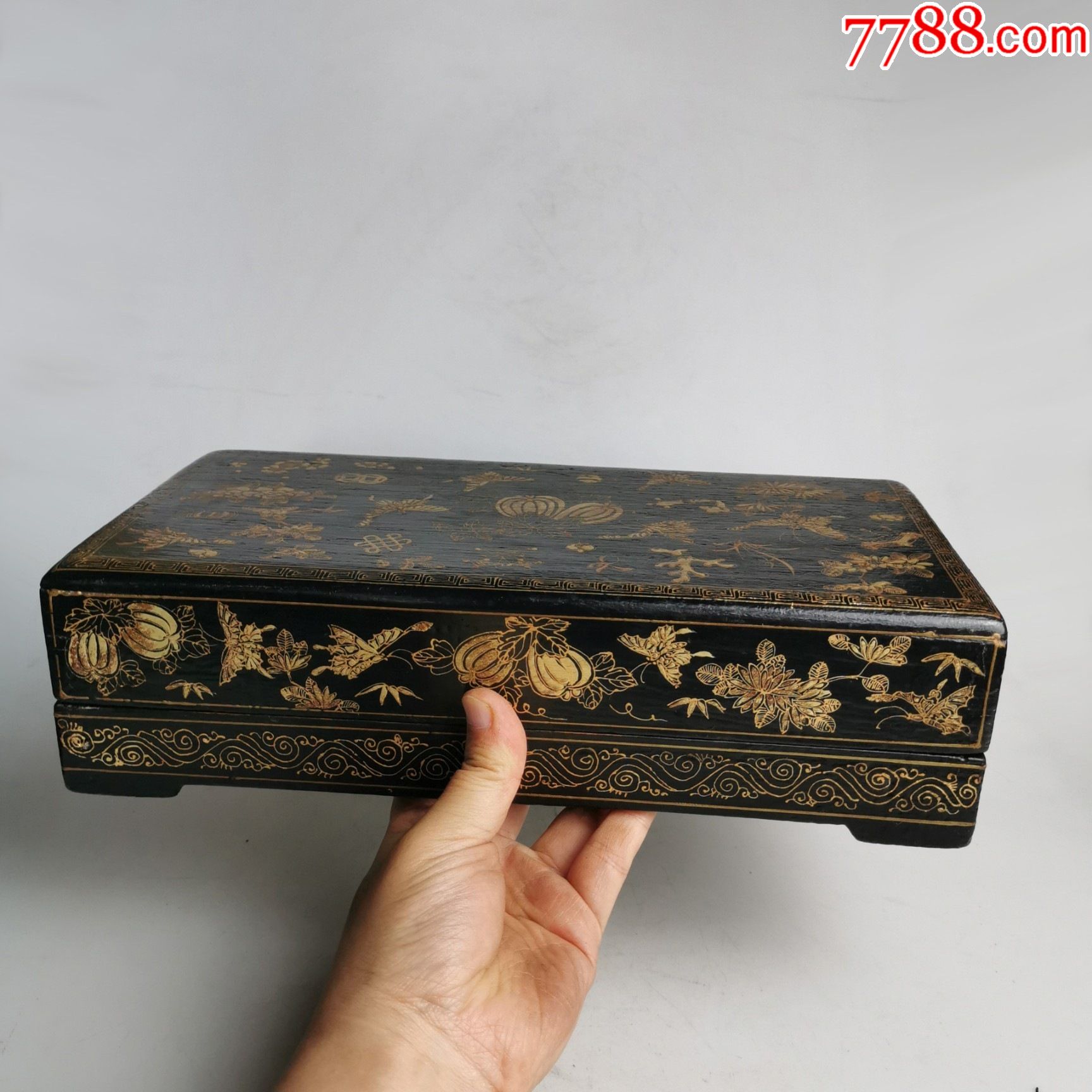 8009品99清代黑大漆朱砂红围棋罐一对老漆器