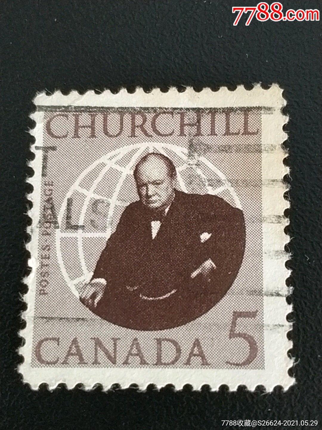 1965年加拿大英国前首相二战三巨头之一温斯顿.丘吉尔逝世邮票1全销-