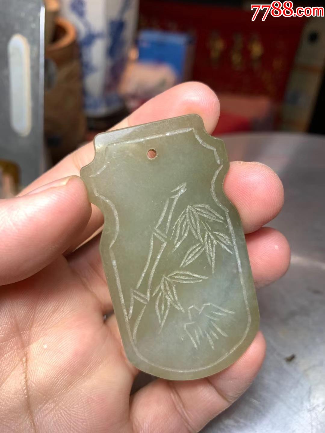 保真清代老翡翠竹叶纹牌挂件_价格998元【鸿福俯】_第1张_7788收藏