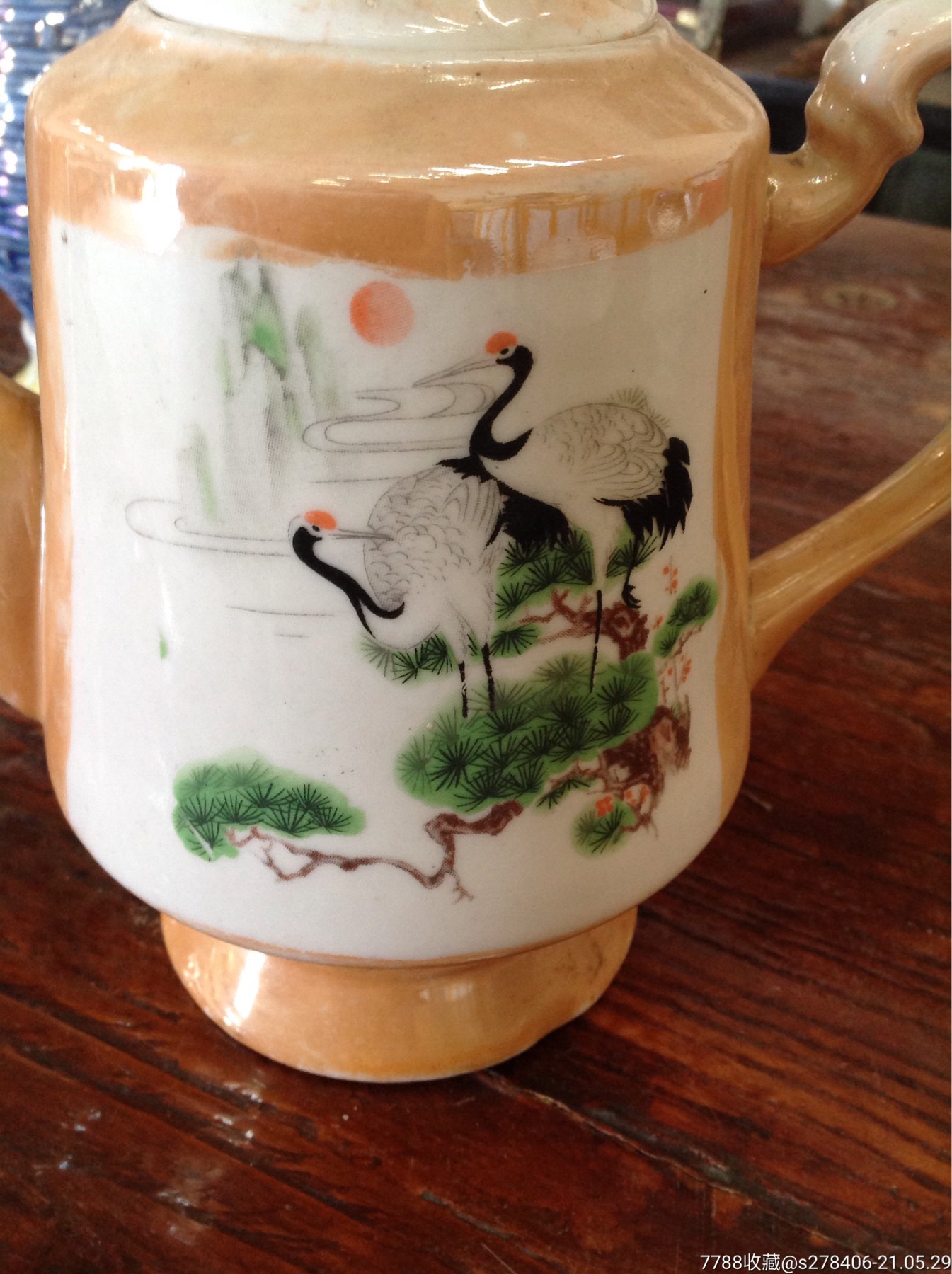 彩绘松鹤延年茶壶_彩绘瓷/彩瓷_第2张_7788瓷器
