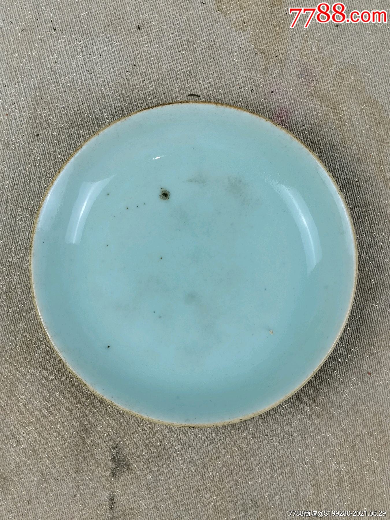 老豆青瓷盘,豆青釉老瓷盘
