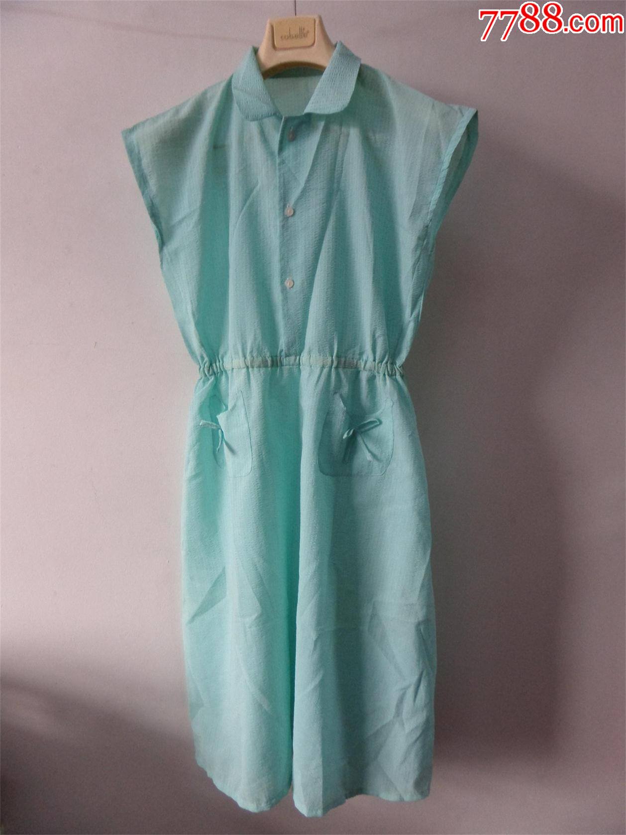 老连衣裙780年代女式泡泡纱连衣裙象眼扣影视道具服装1650