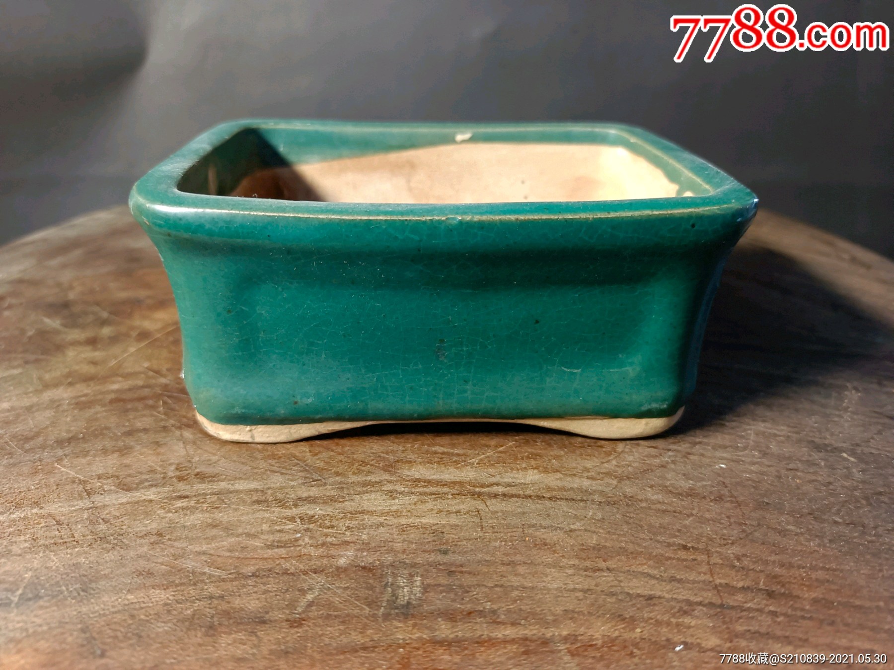 老紫砂挂釉花盆