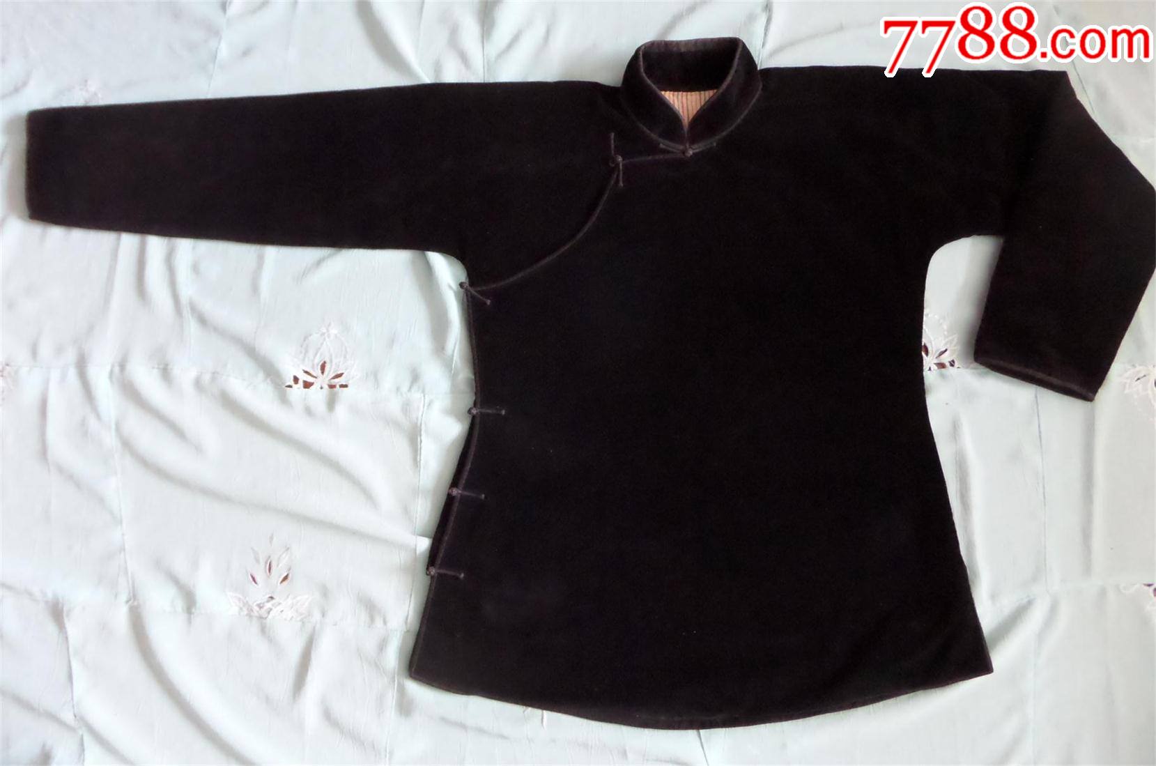 老大襟衣服670年代黑色平绒大襟衣服1773