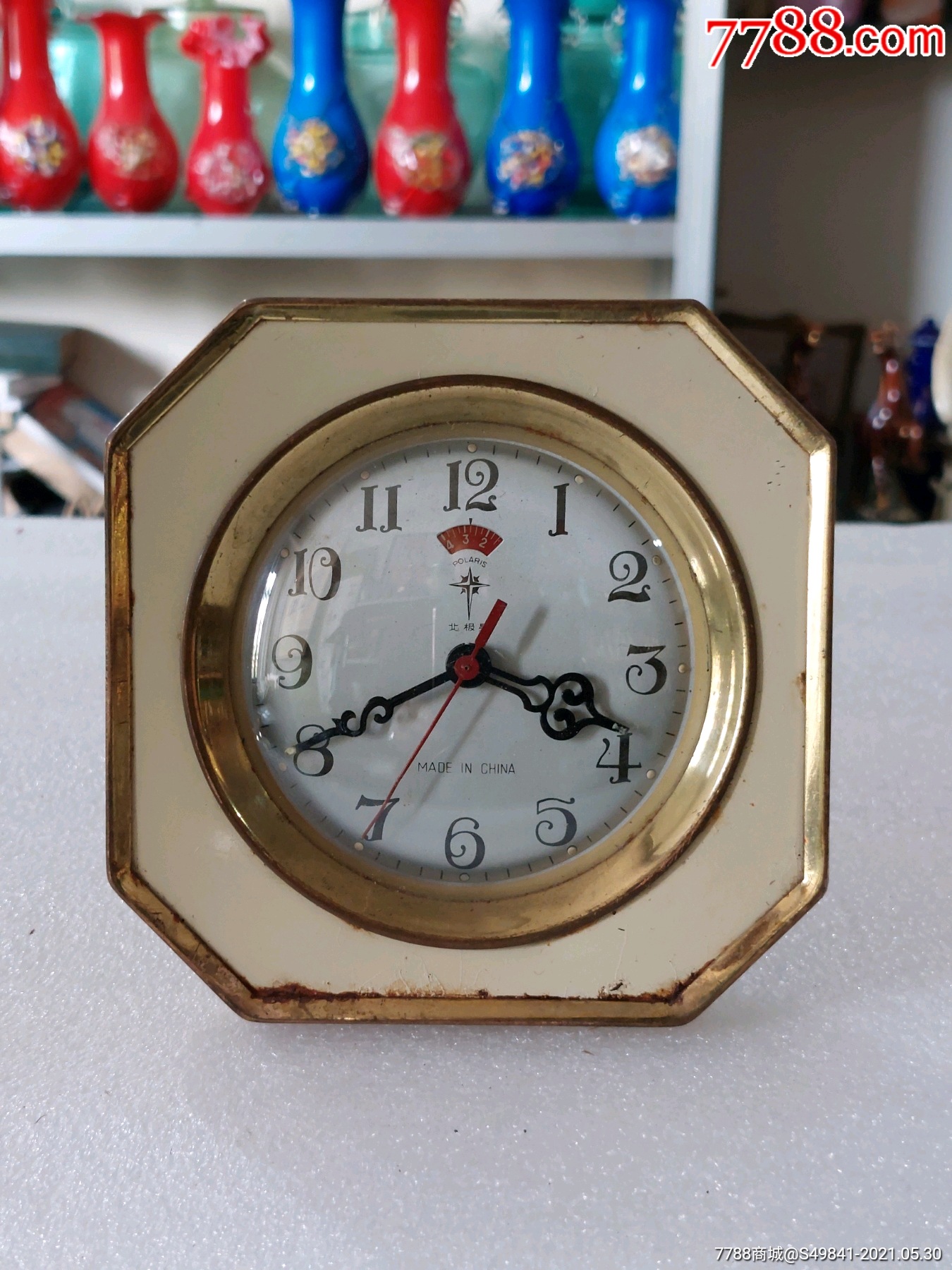 50年代北极星牌方型老闹钟马蹄表