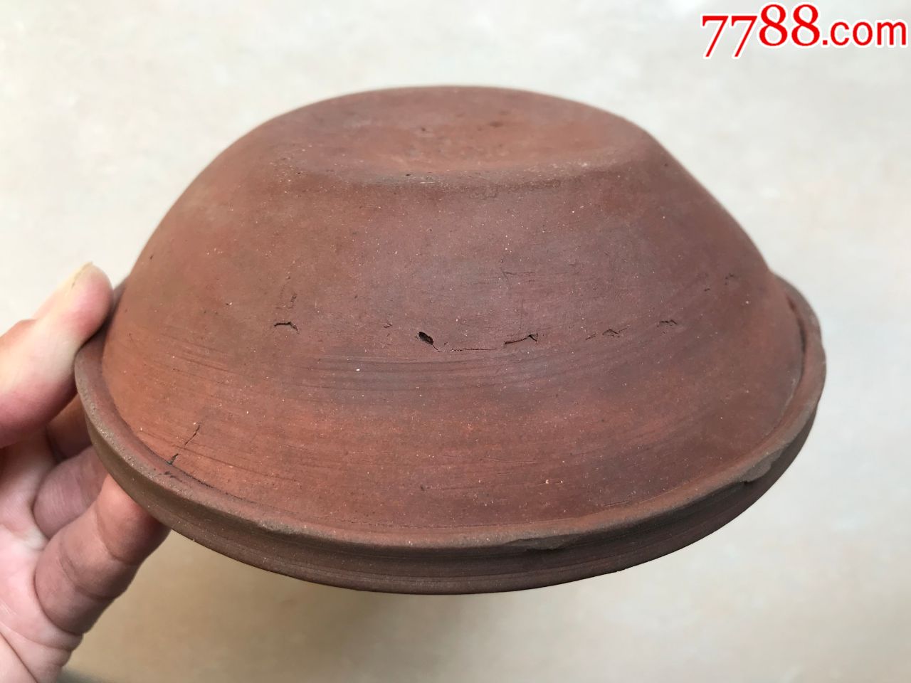 解放初宜兴紫砂上釉折沿茶碗