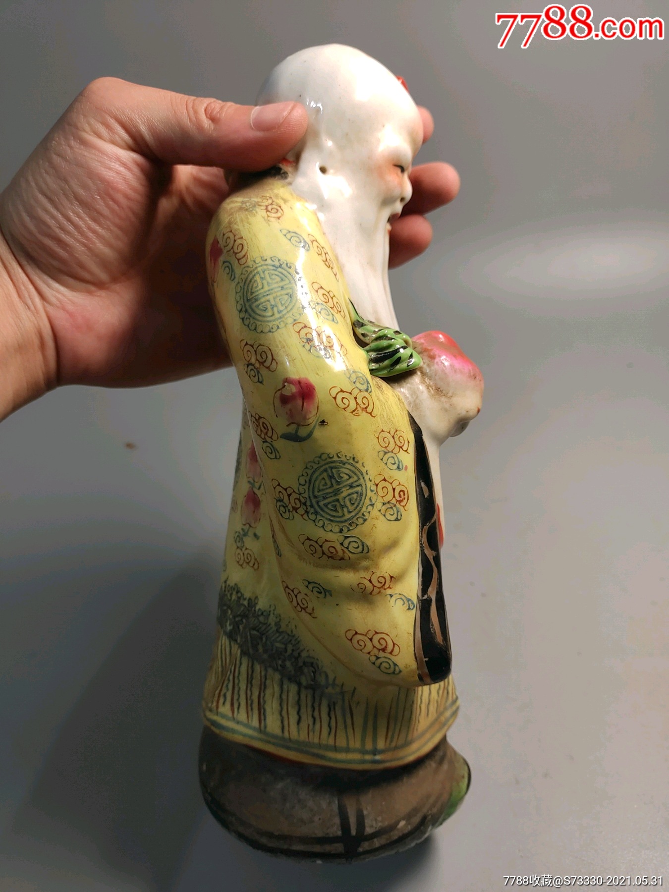 70-80年代,景德镇雕塑瓷厂,老寿星一只,底磕