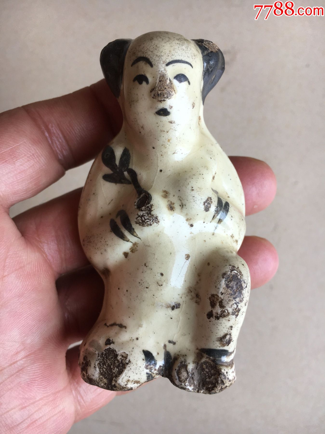 宋元磁州窑白地黑彩童子_第1张_7788陶瓷